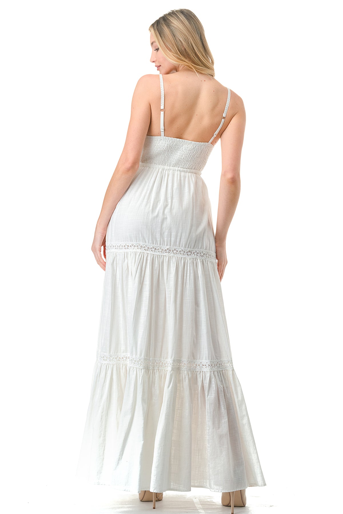 Ivory/Multi Crochet Top Maxi Dress