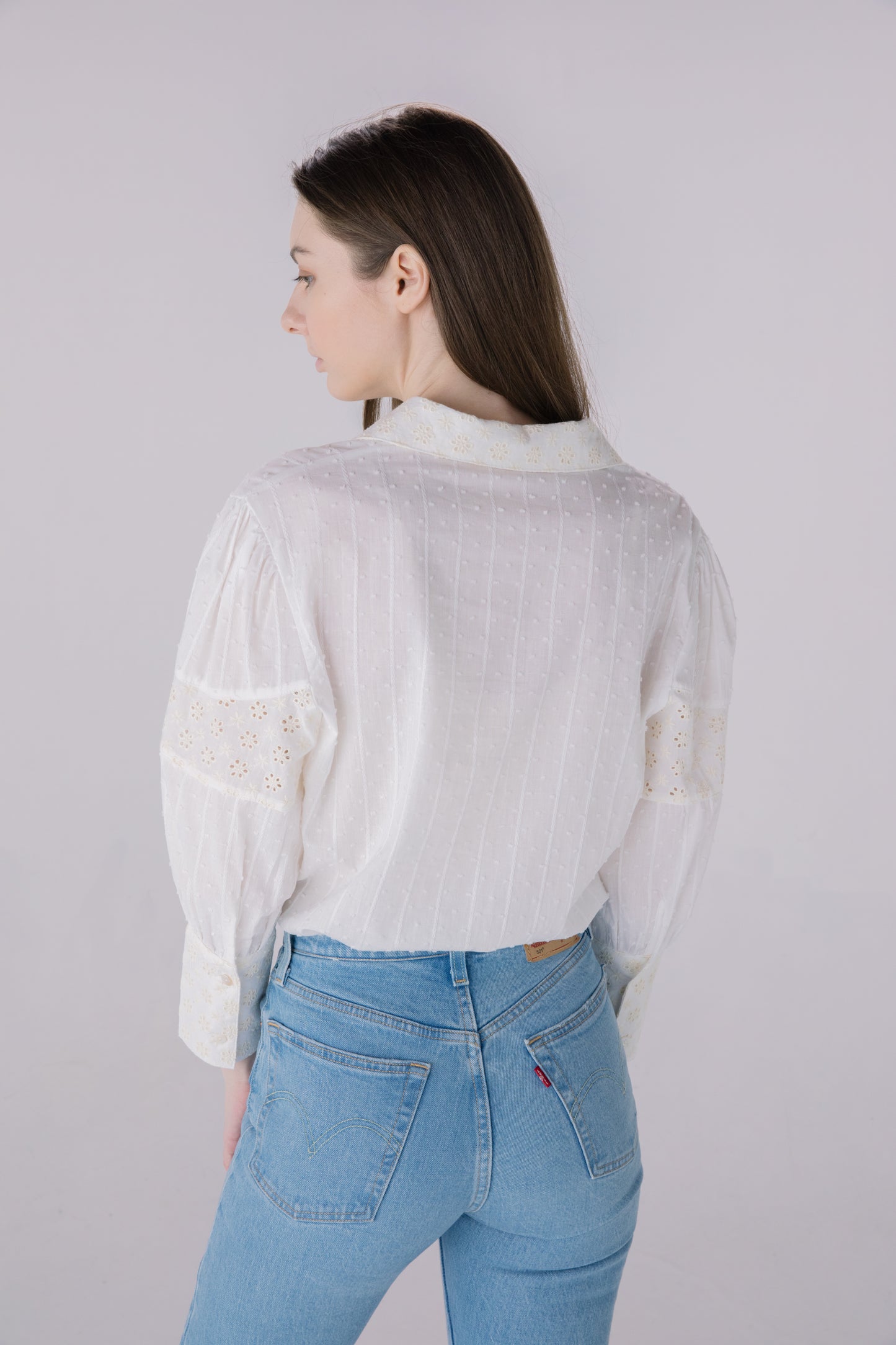 Ivory Mixed Media Button Down