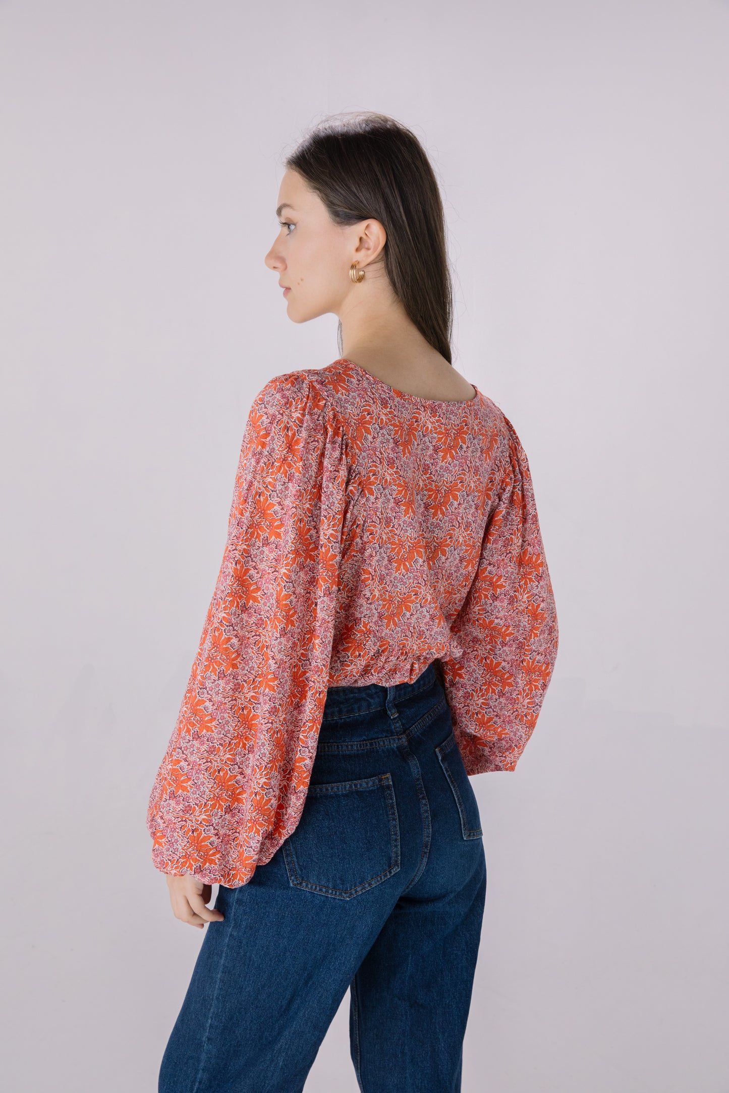 Raspberry Floral Printed Boho Top