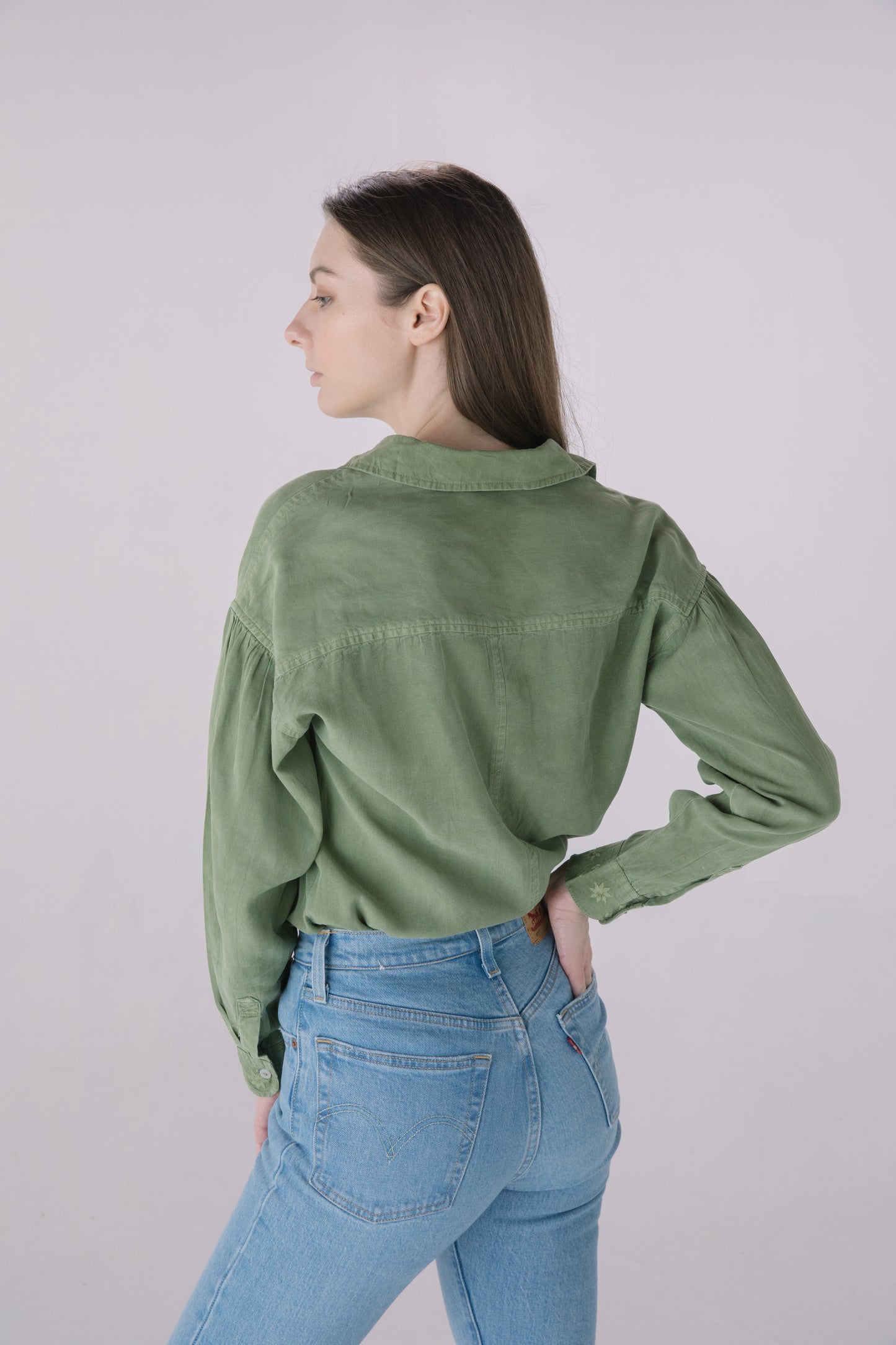 Olive Washed Button Down