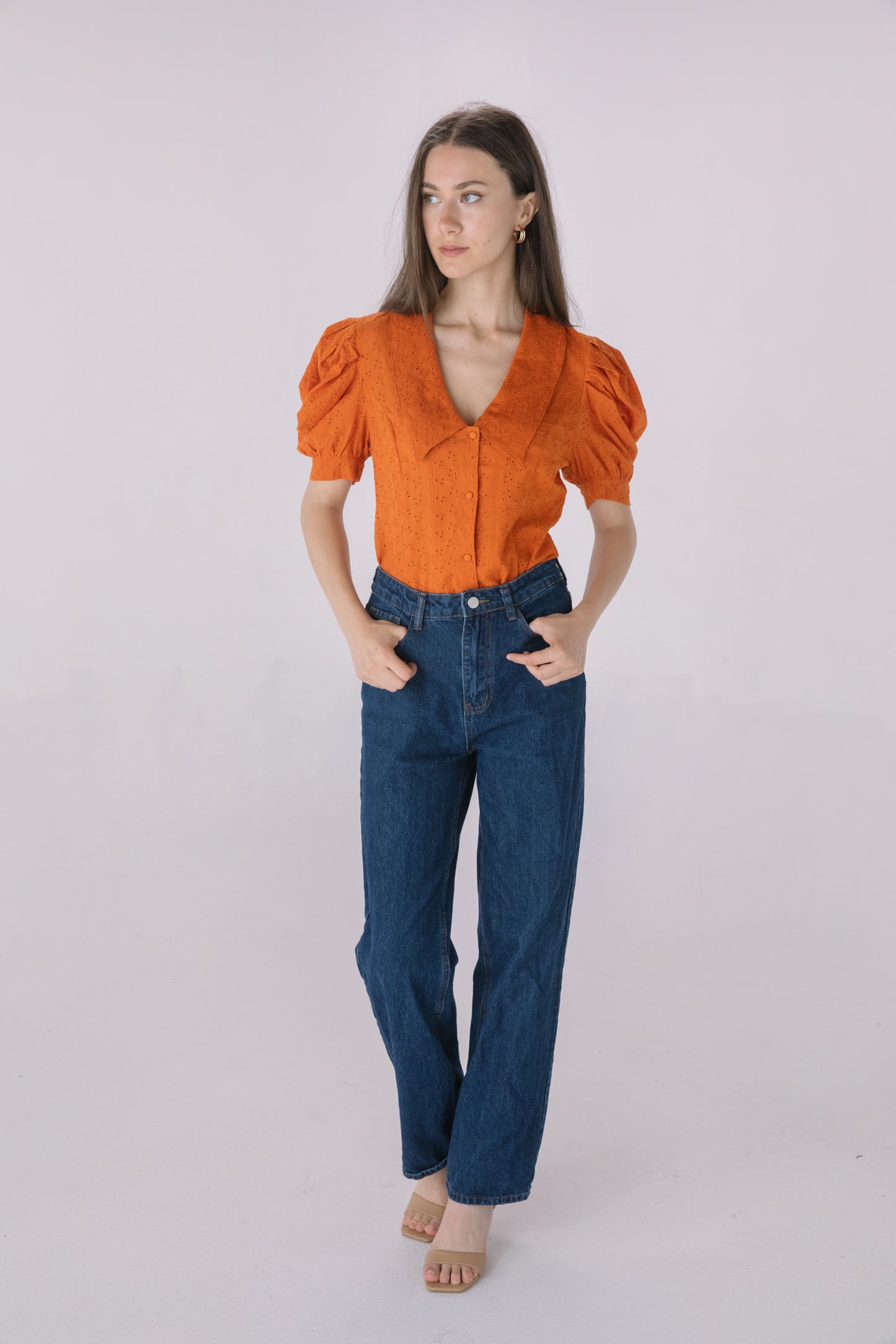Rust Peter Pan Collar Blouse
