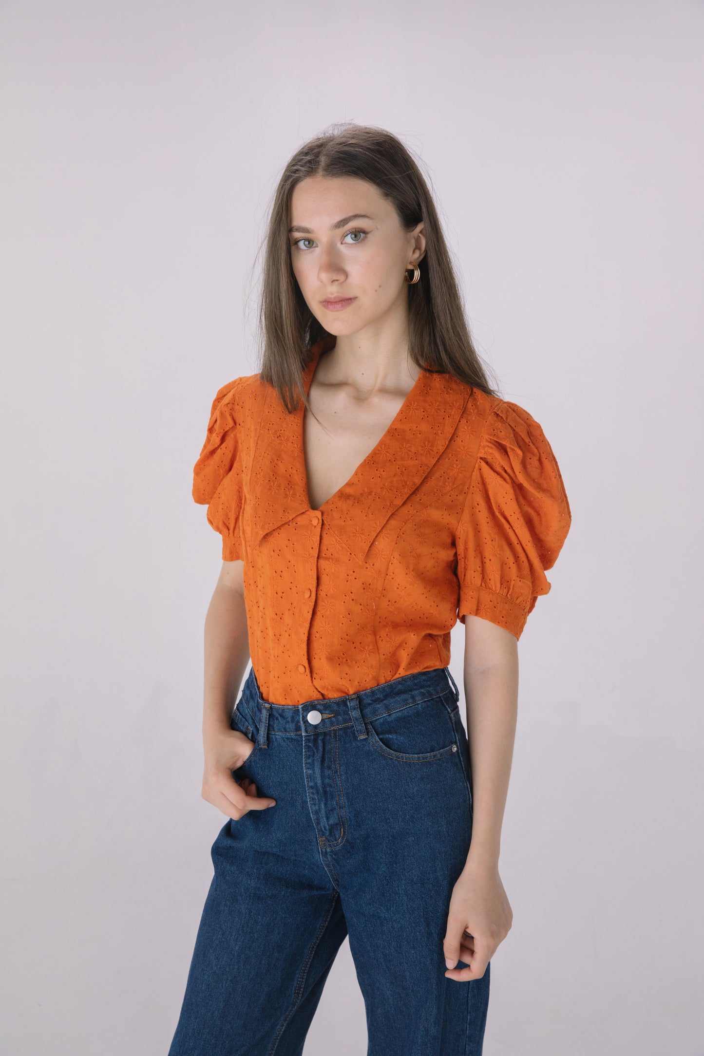 Rust Peter Pan Collar Blouse