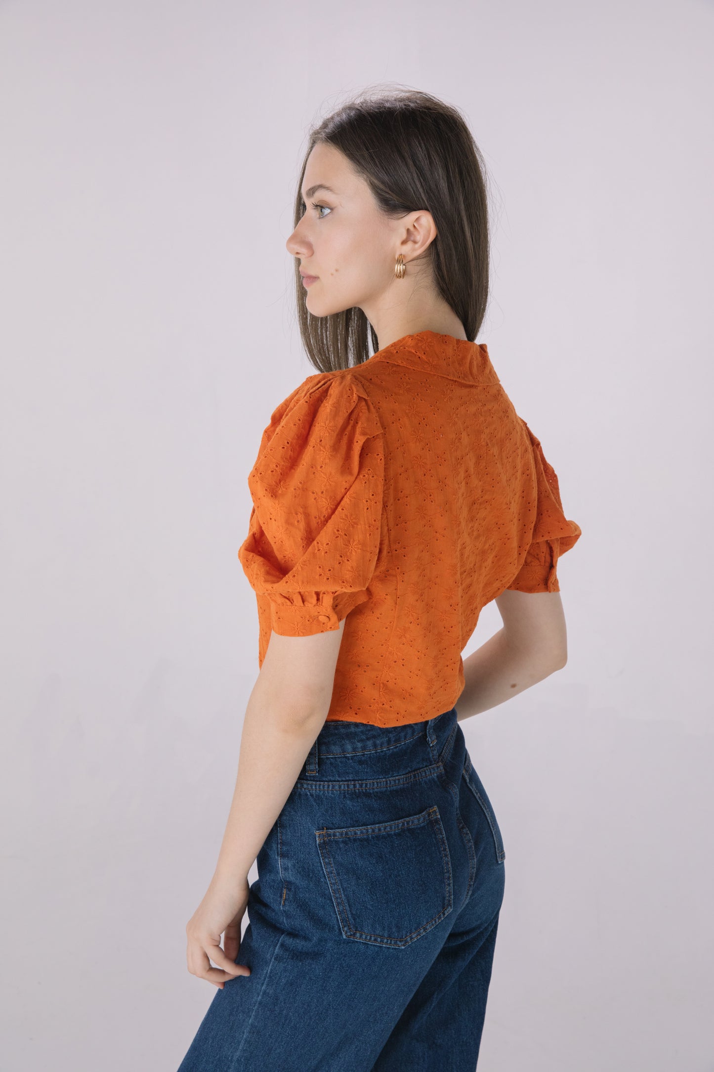 Rust Peter Pan Collar Blouse