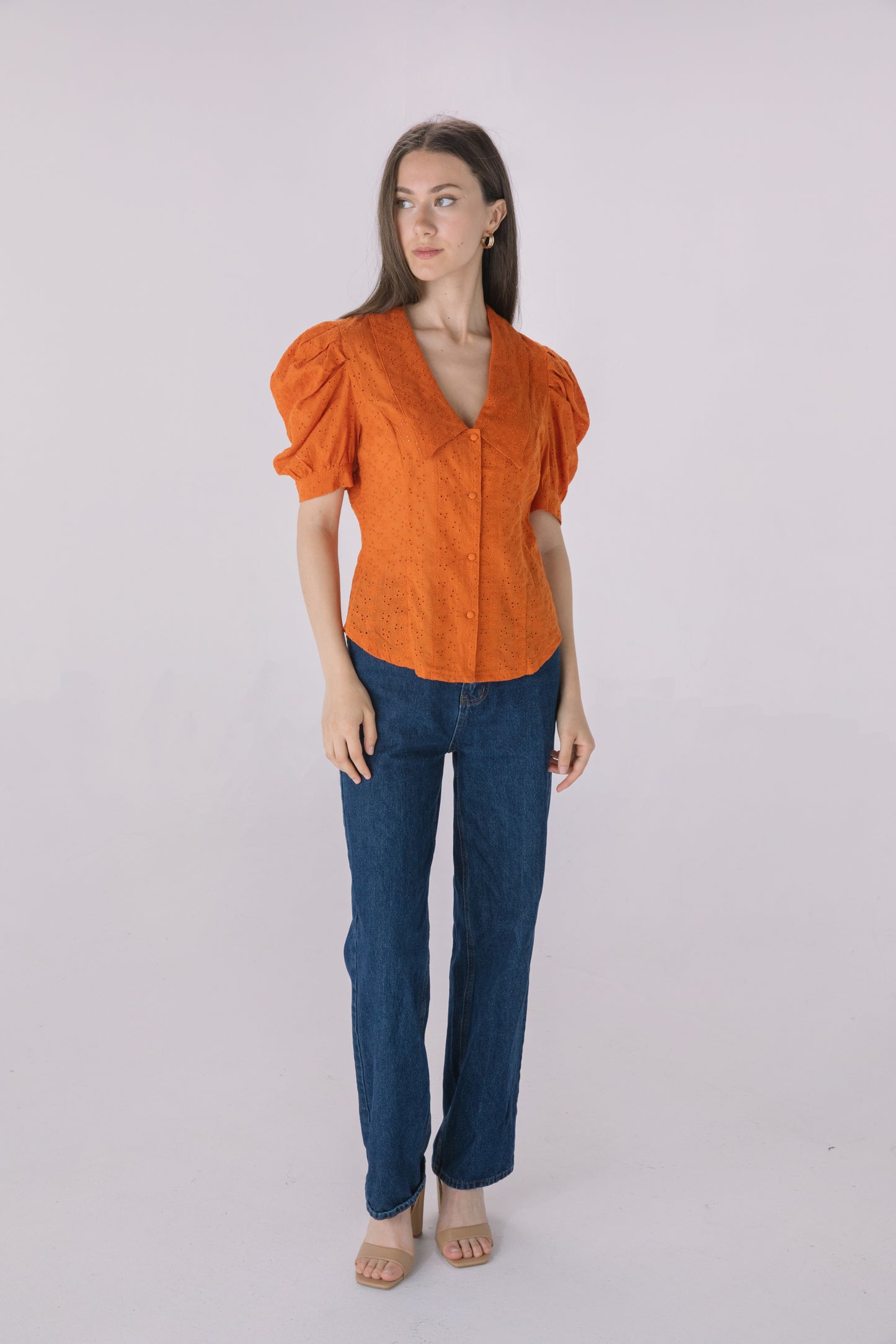 Rust Peter Pan Collar Blouse