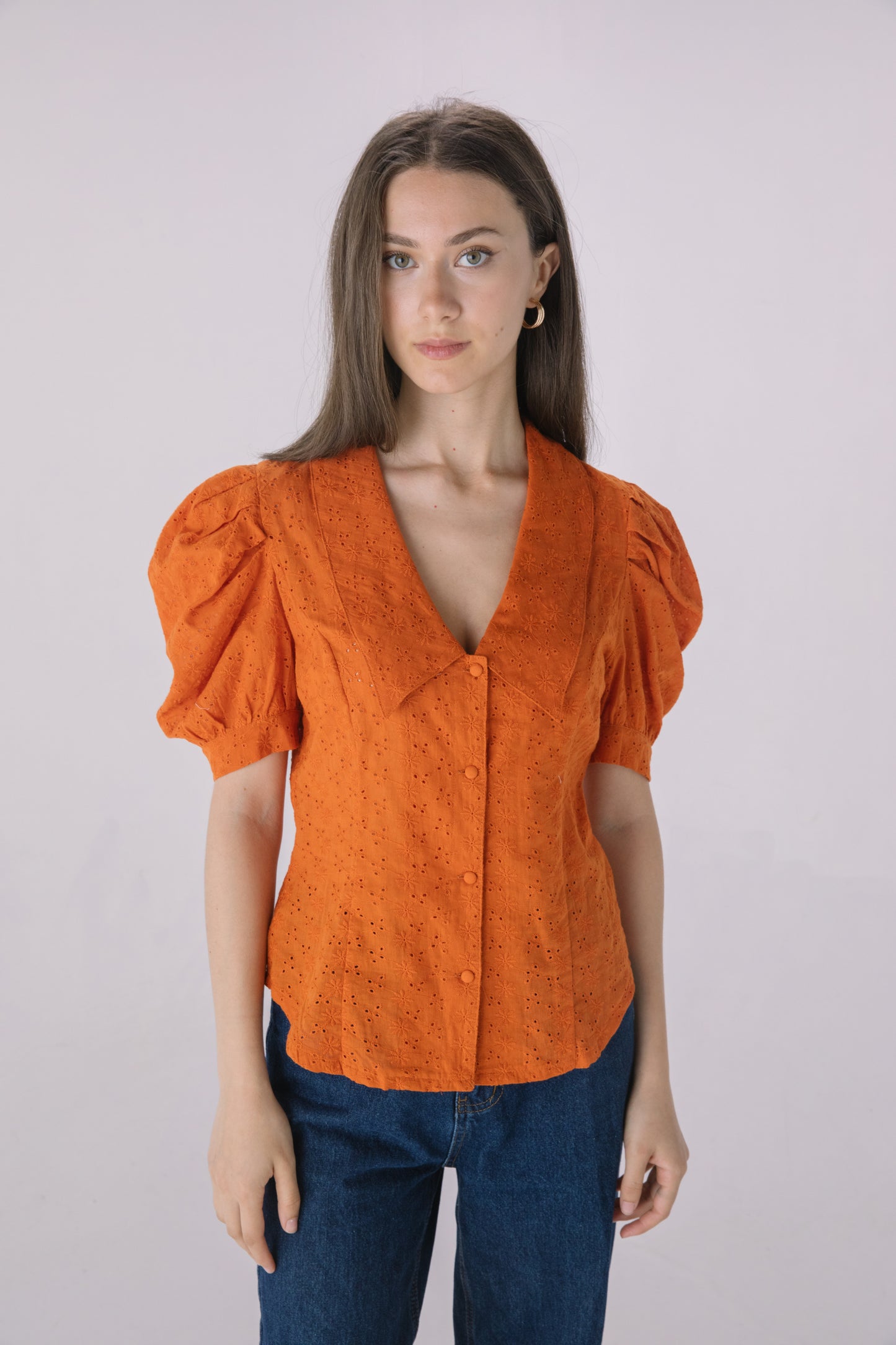 Rust Peter Pan Collar Blouse
