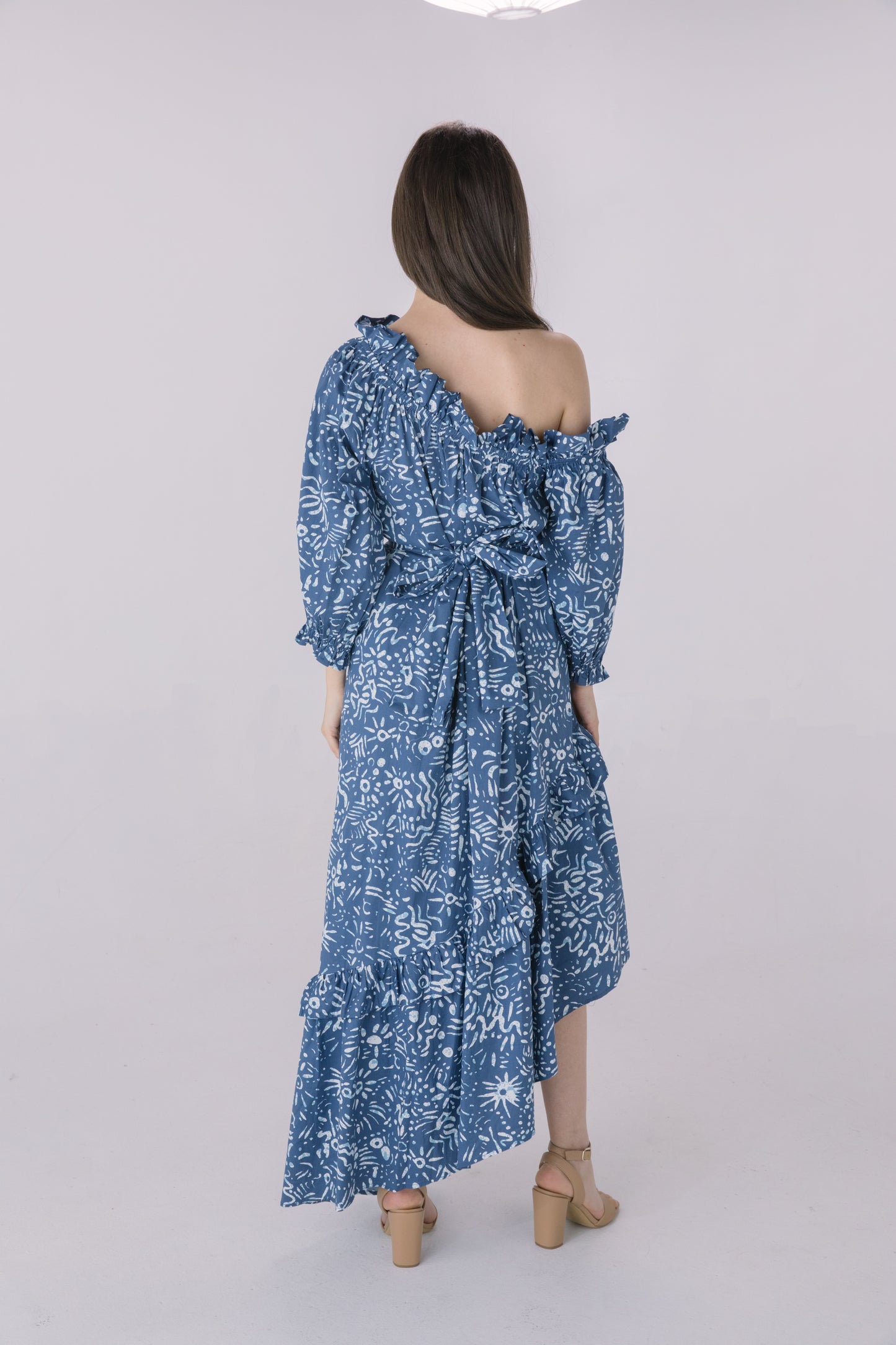 Poplin Printed One Shoulder Dress