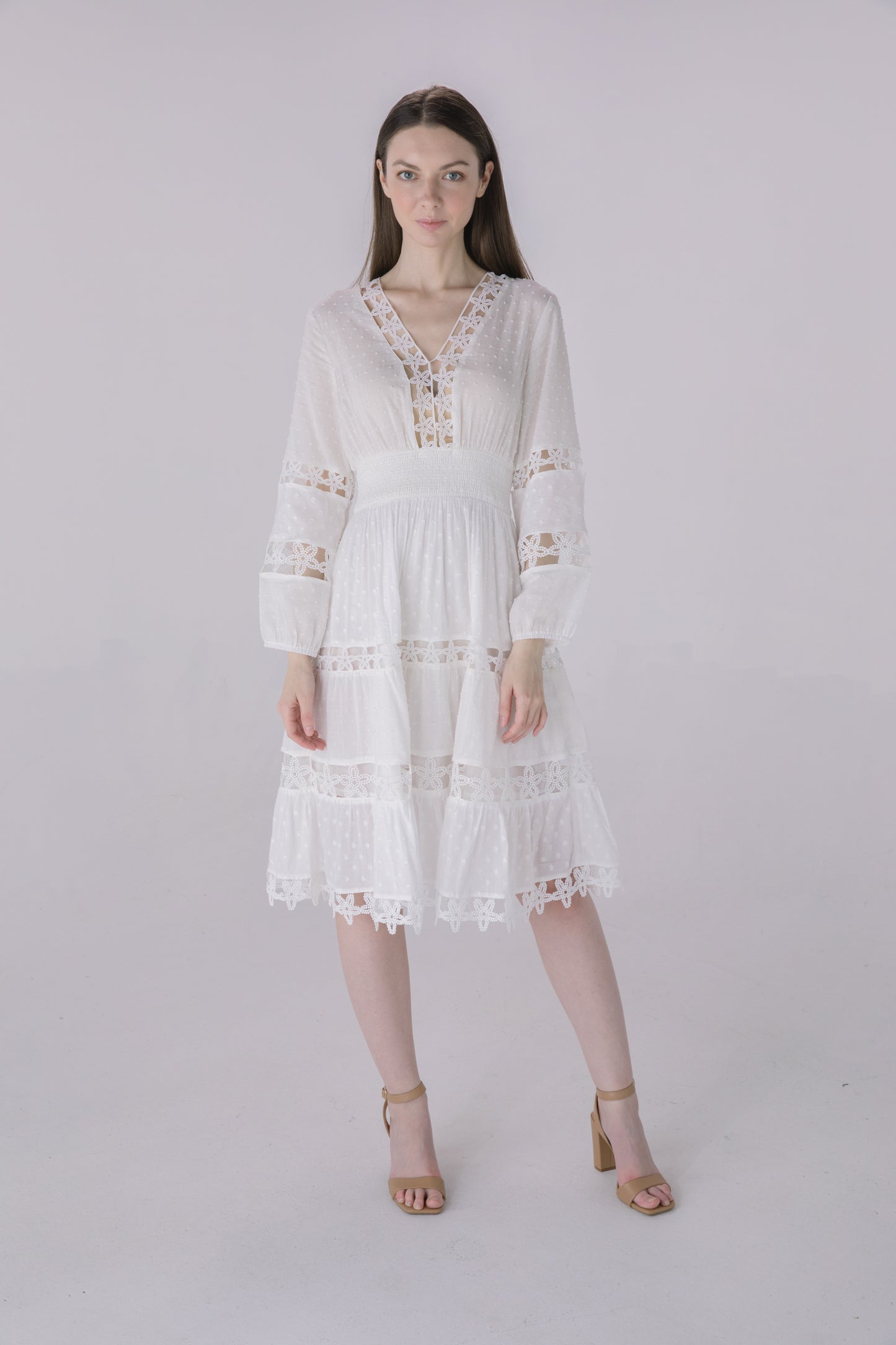 Ivory Starfish Lace Crochet Inset Mini Dress