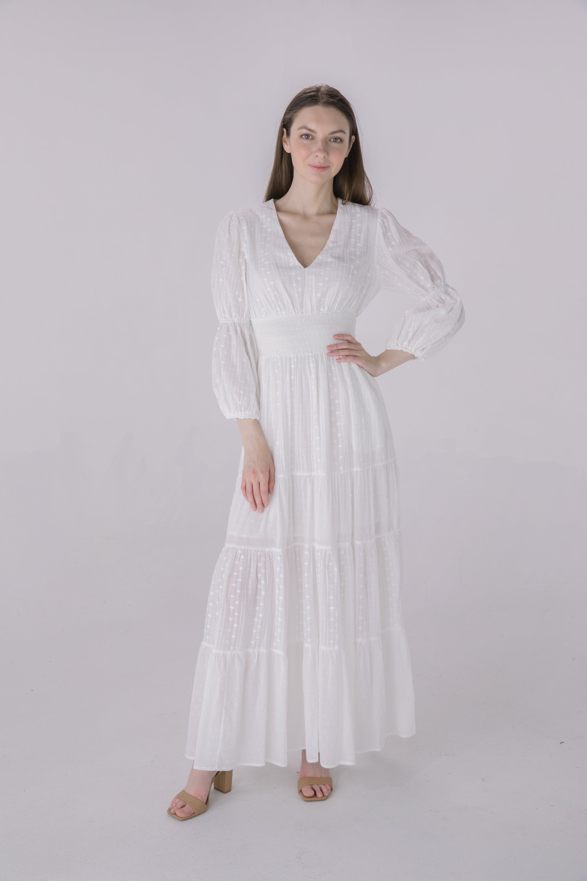 Ivory Eyelet Tiered Smock Dress Ivory Eyelet Tiered Smock Dress