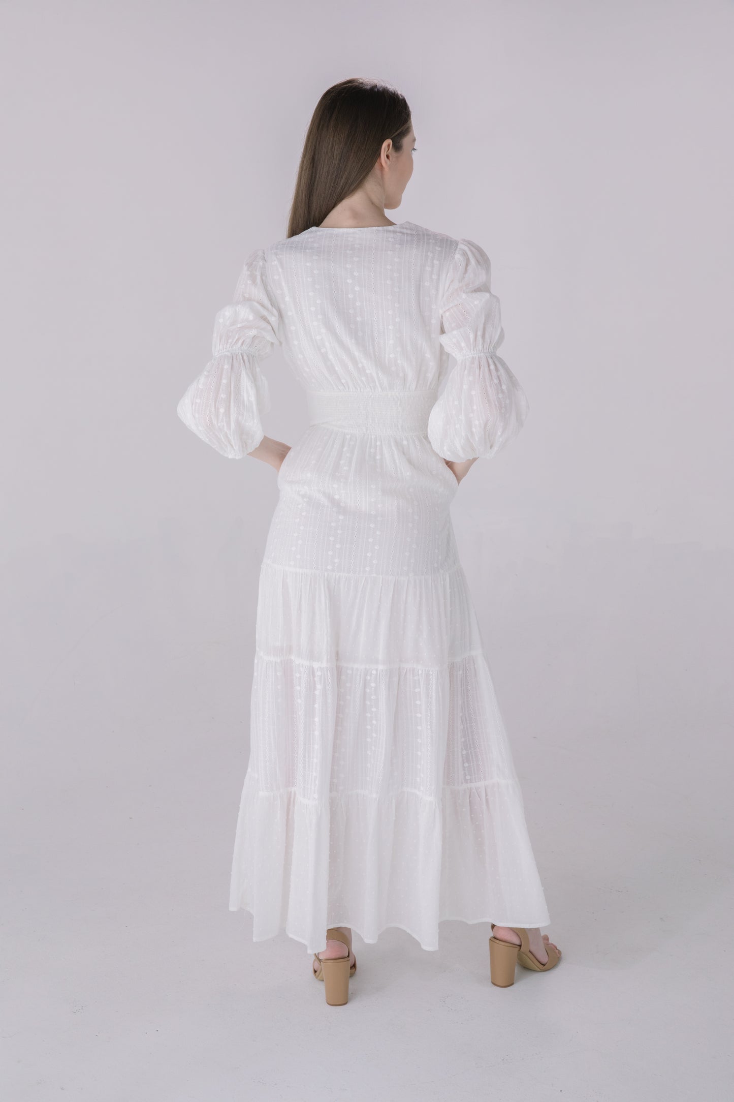 Ivory Eyelet Tiered Smock Dress