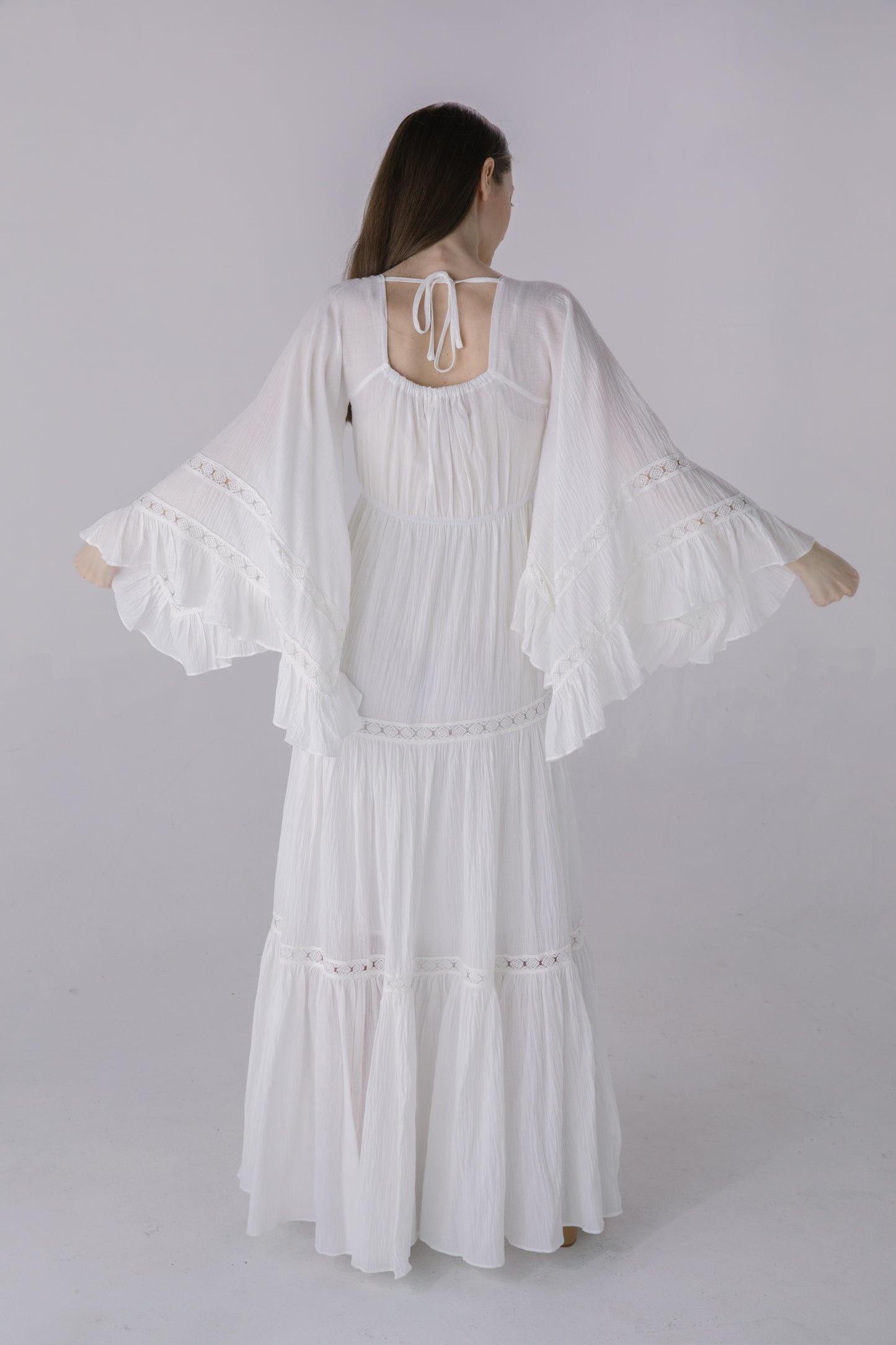 Ivory Drama Sleeve Maxi Resort Dress