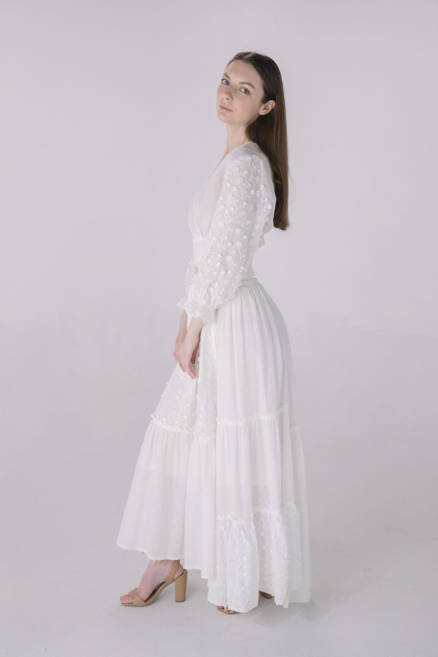 Ivory Crossover Smocked Crop Top