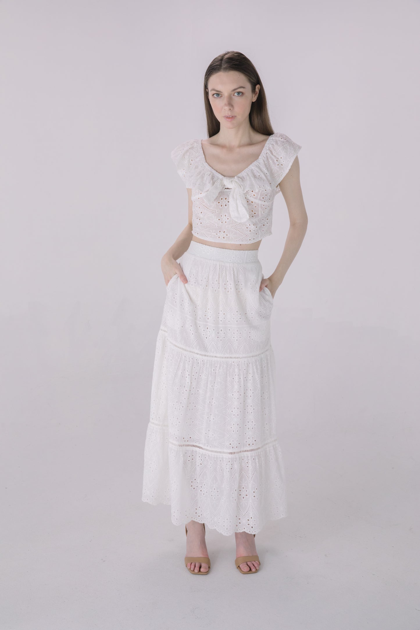 Ivory Off Shoulder Crop Top