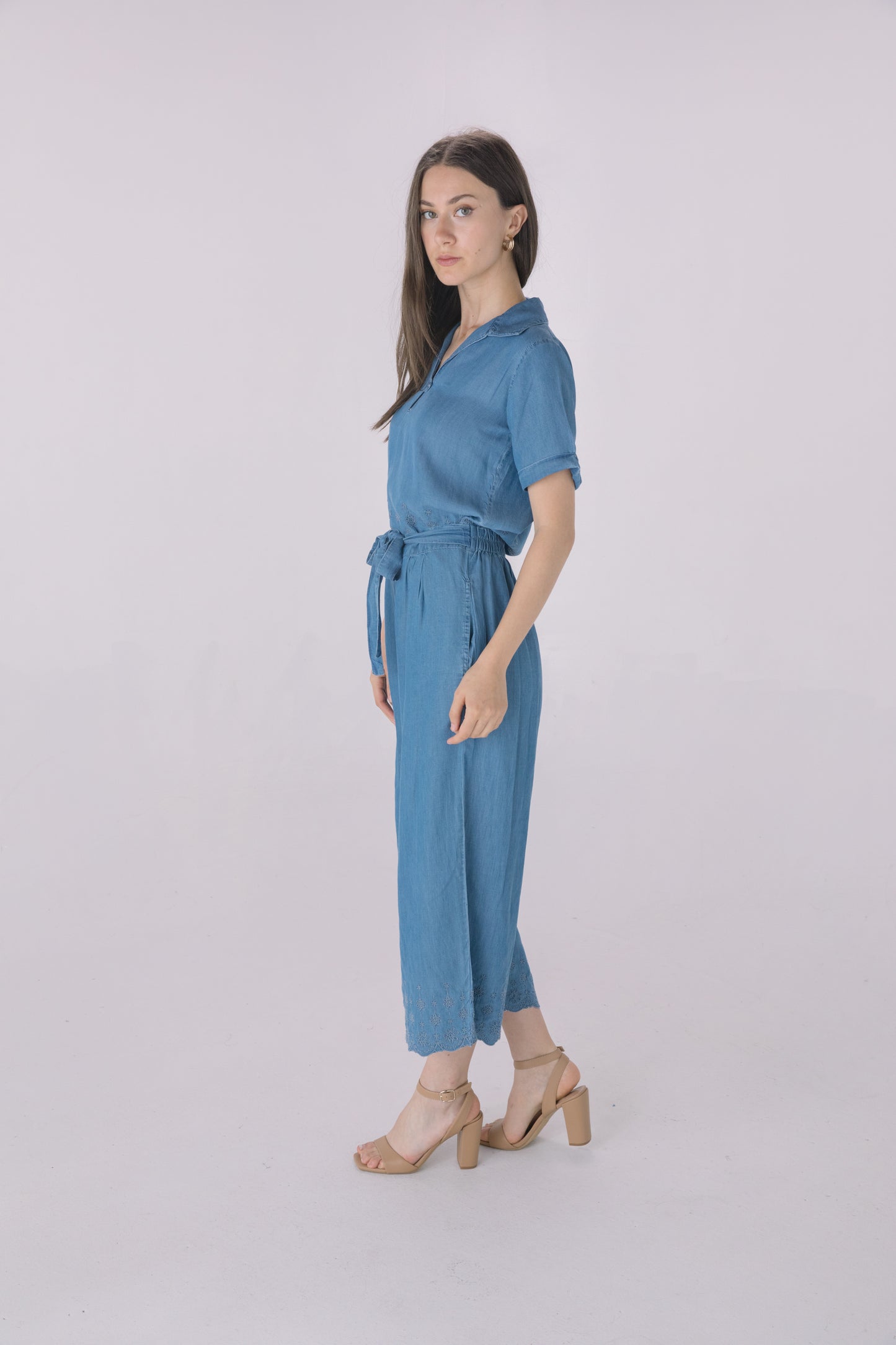 Denim Washed Crop Shirt