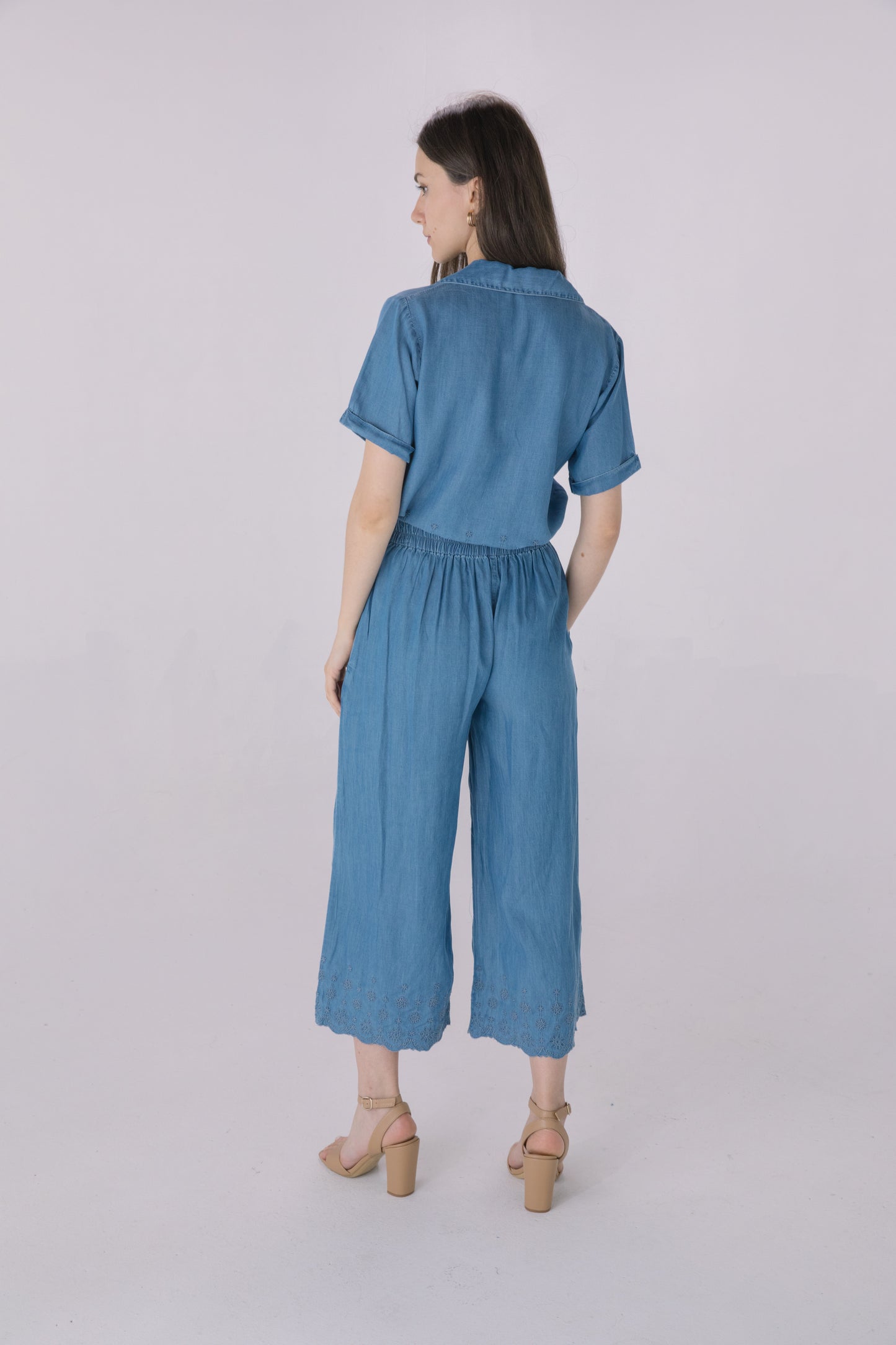 Denim Washed Crop Shirt