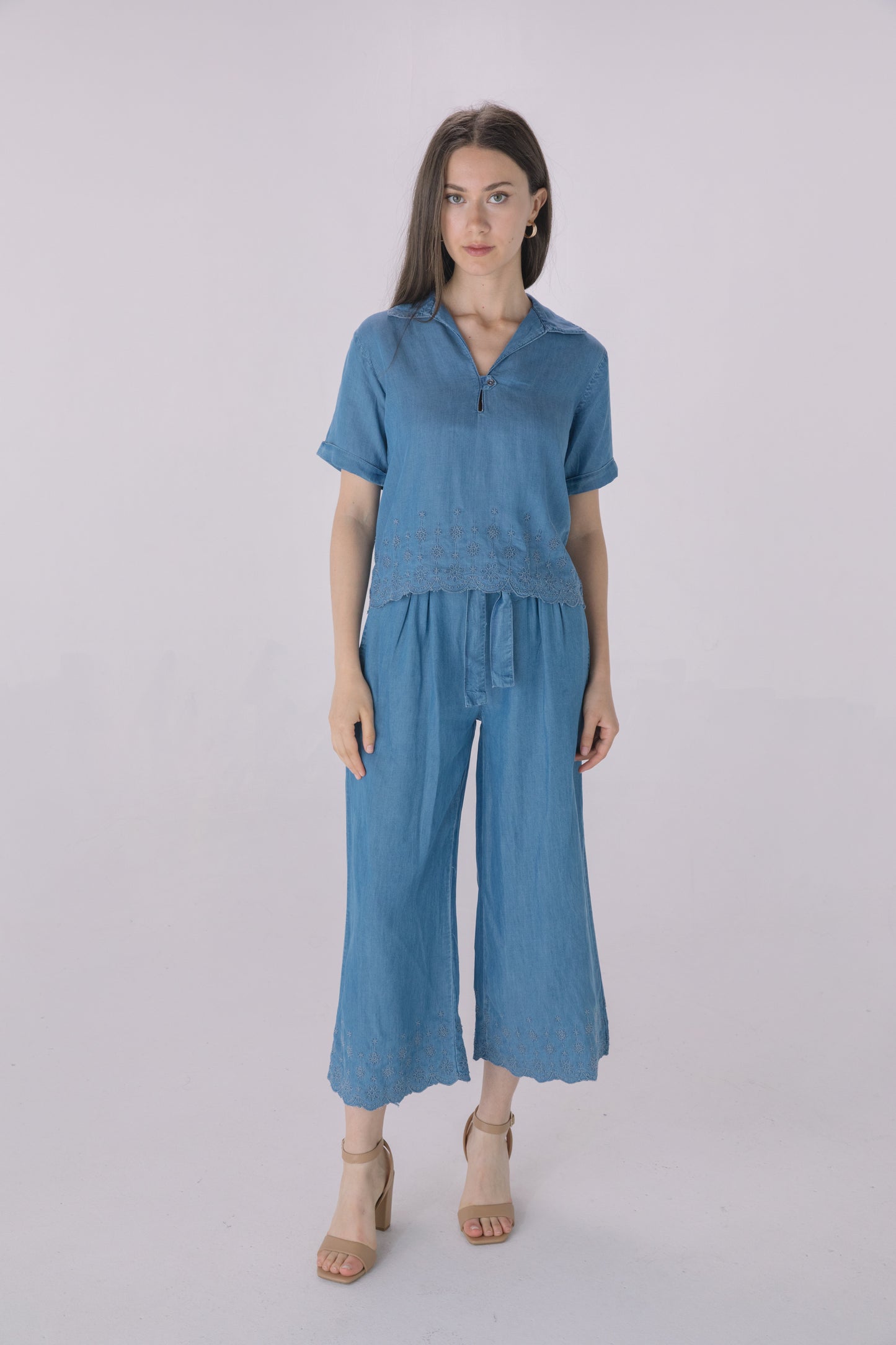 Denim Washed Crop Shirt