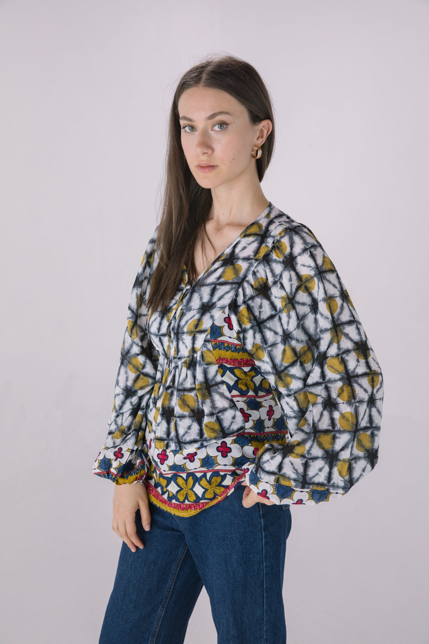 Eyecat Border Printed Boho Blouse