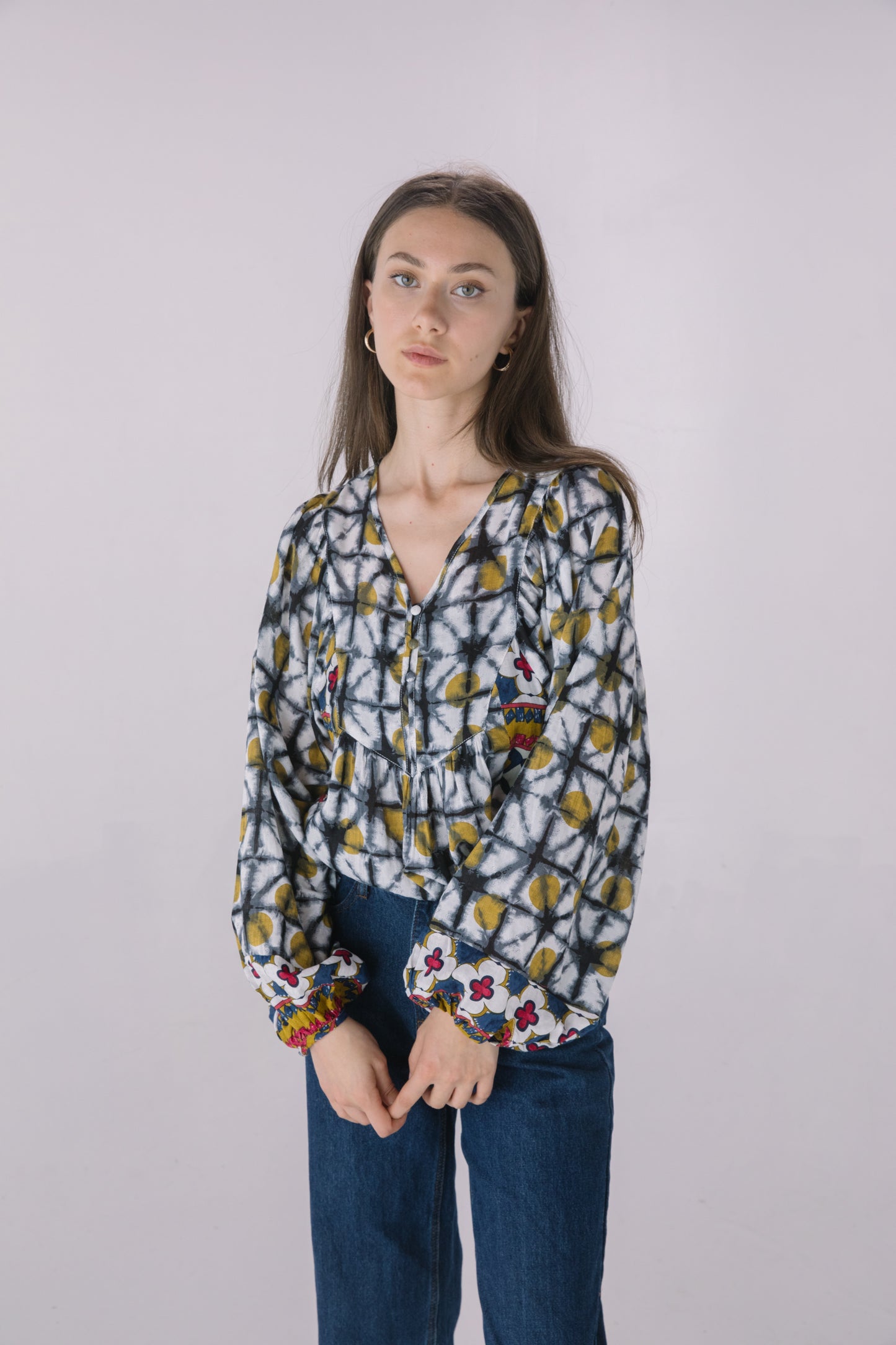 Eyecat Border Printed Boho Blouse