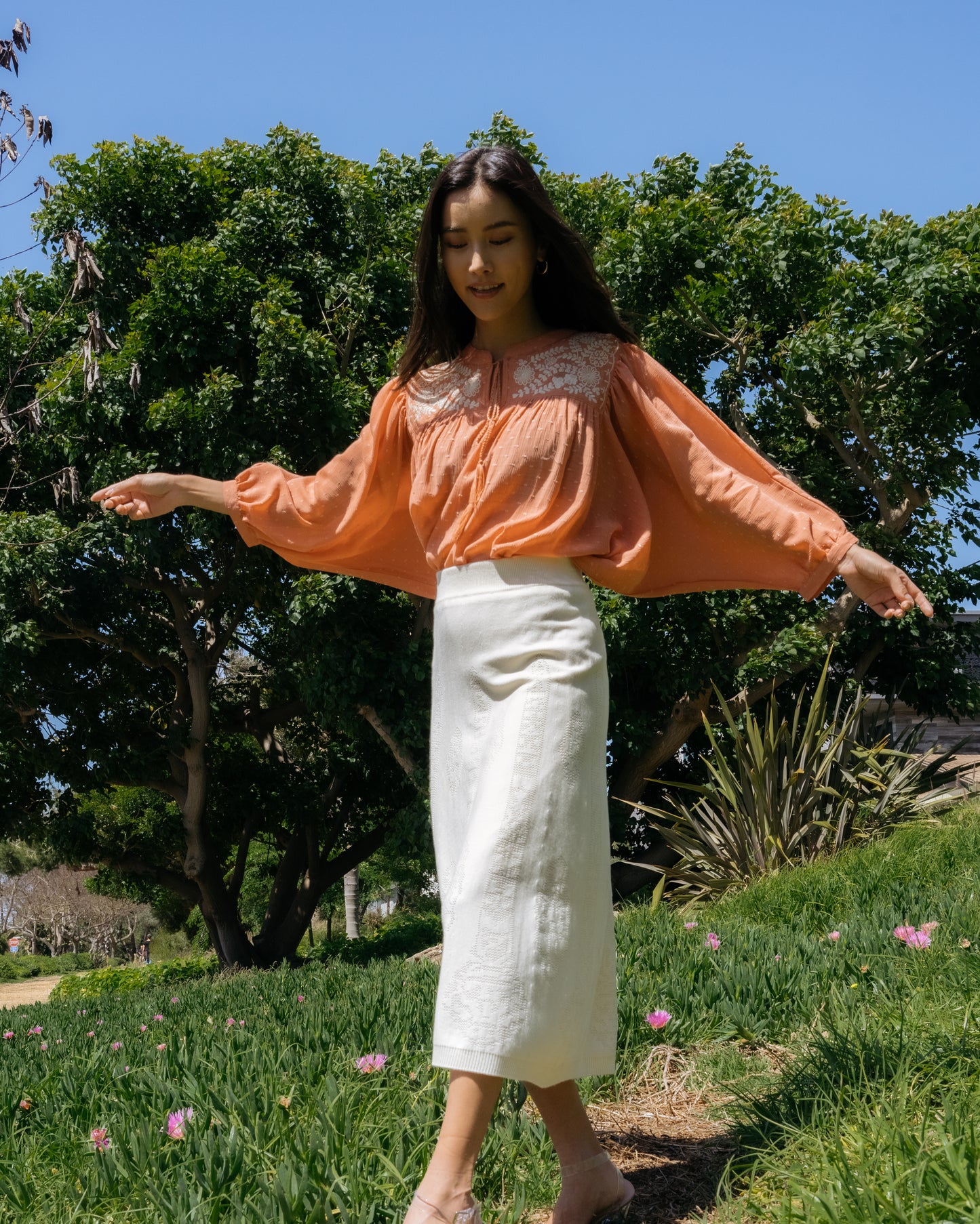 Beige Cutout Sweater Skirt