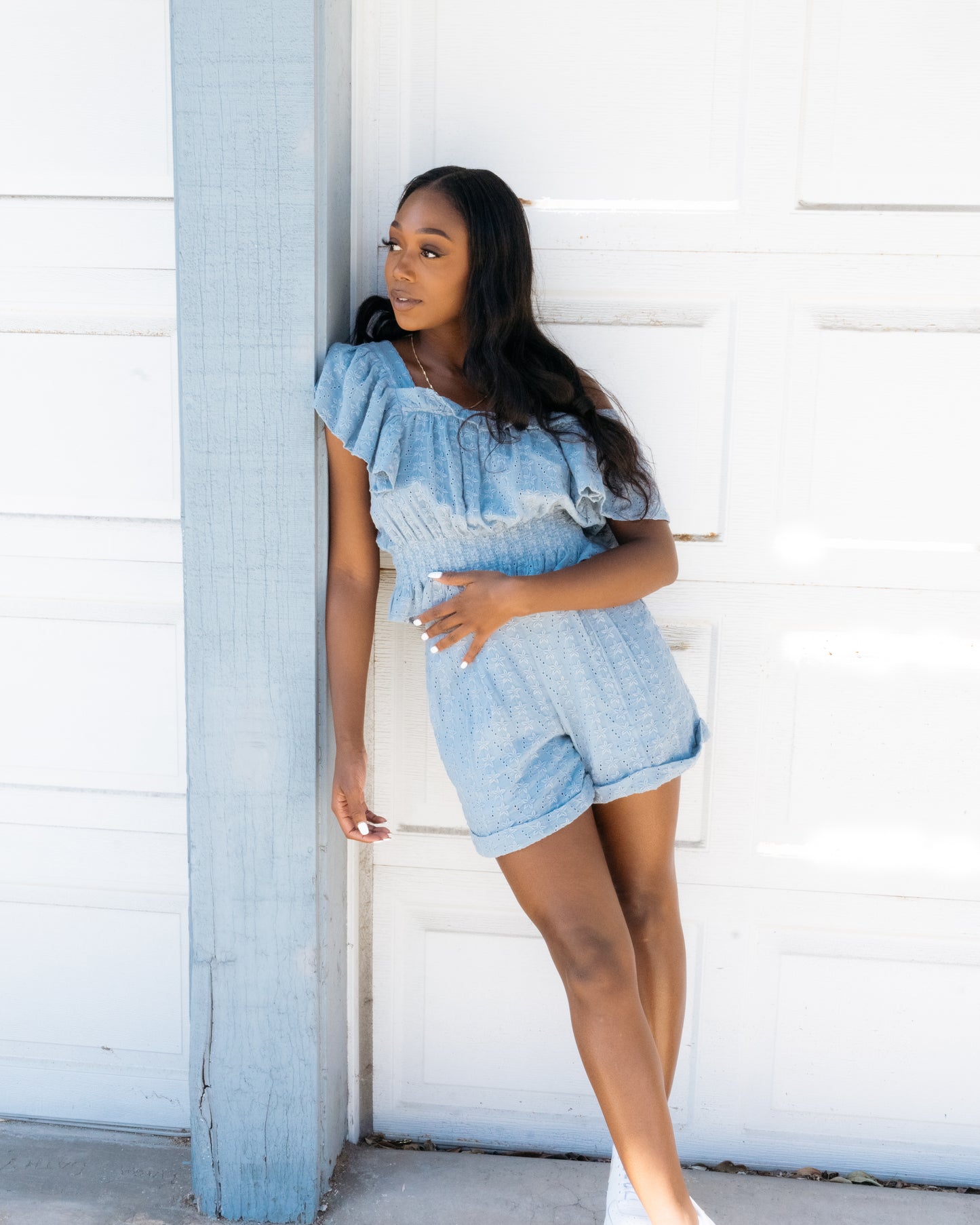 Soft Blue Pleated Short