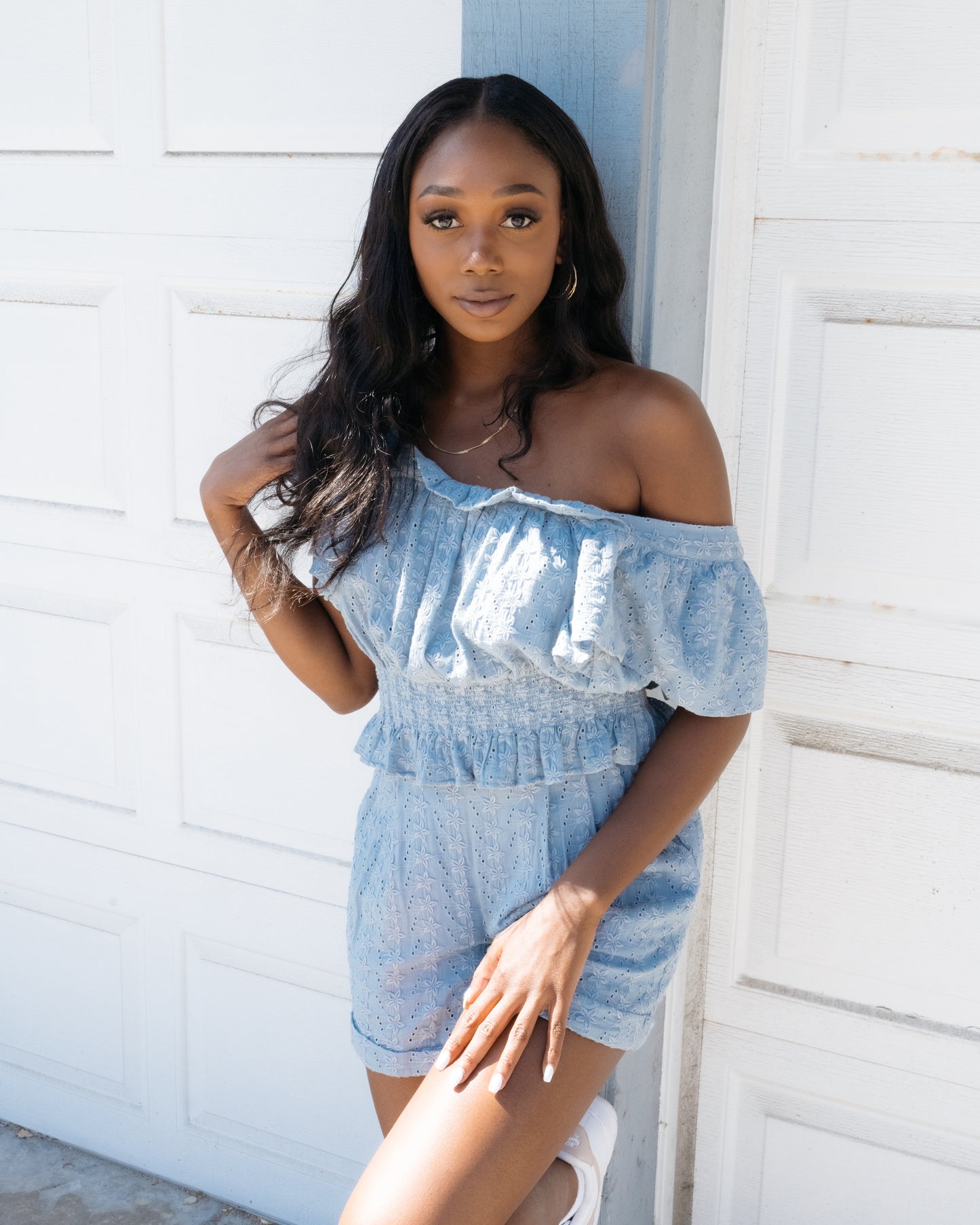 Soft Blue Pleated Short