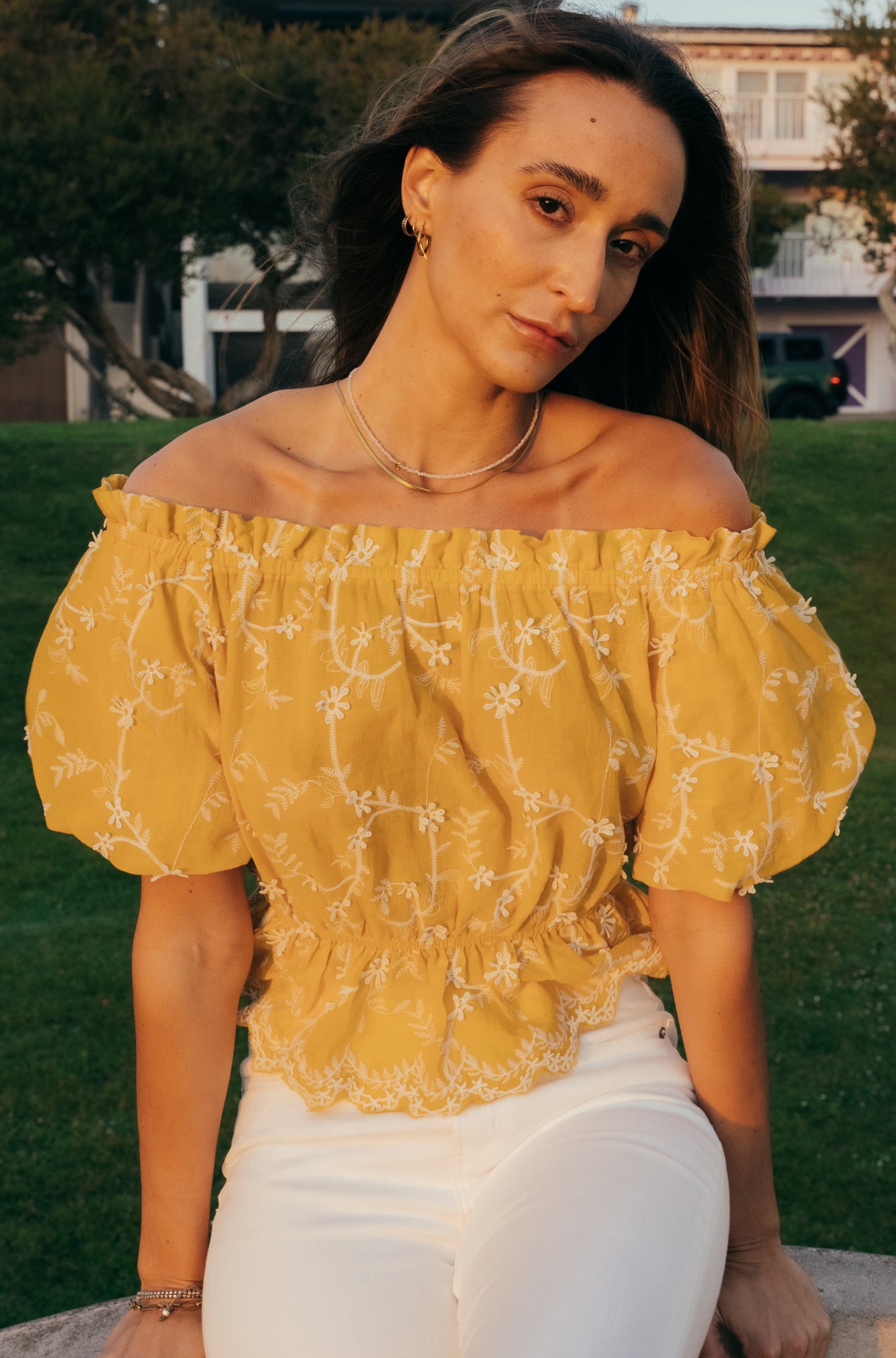 Mustard Floral Texture Top