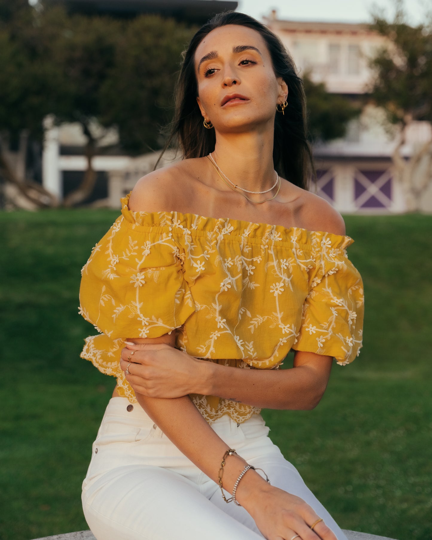 Mustard Floral Texture Top