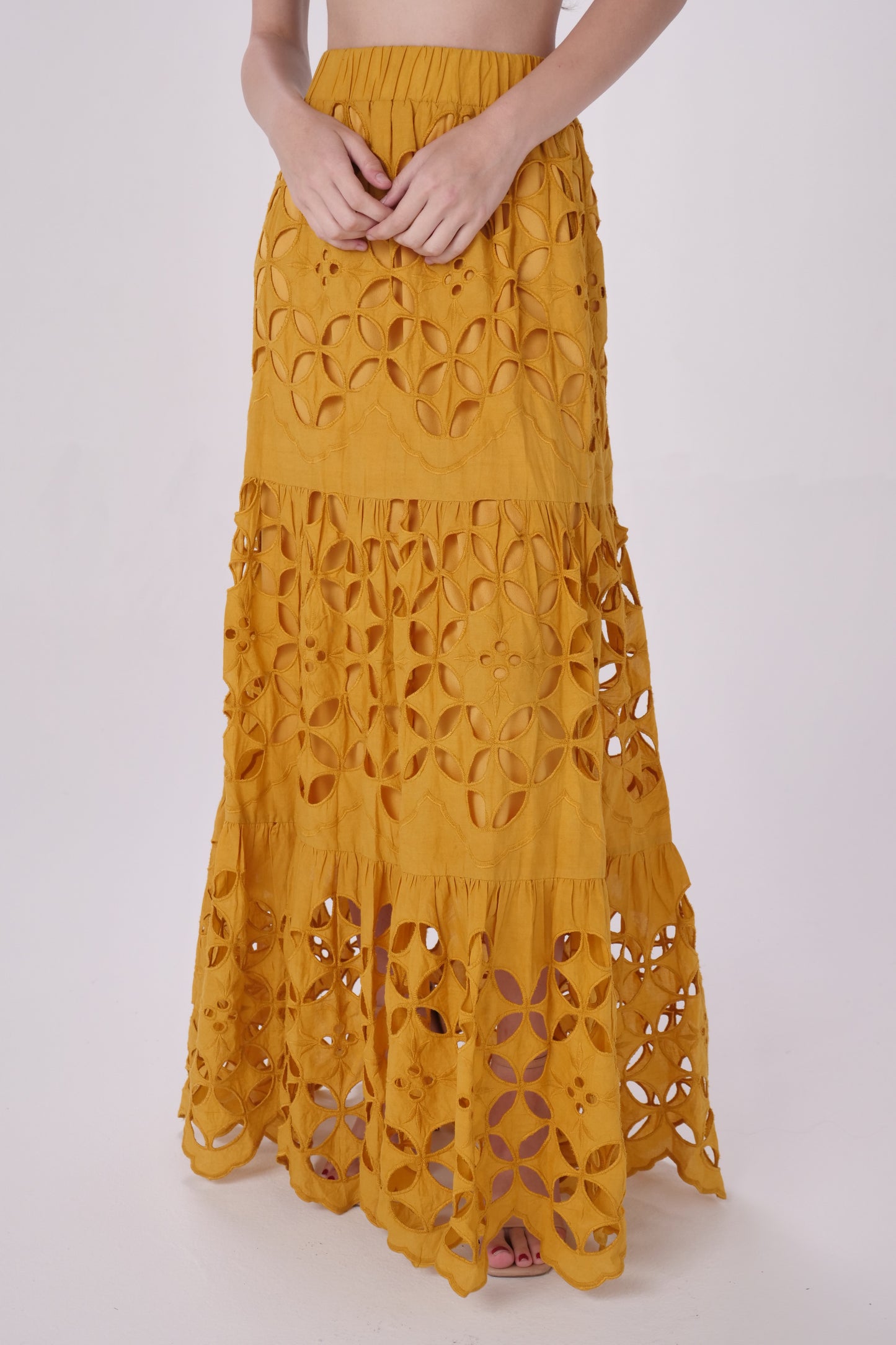 Mustard Cutout Maxi Skirt