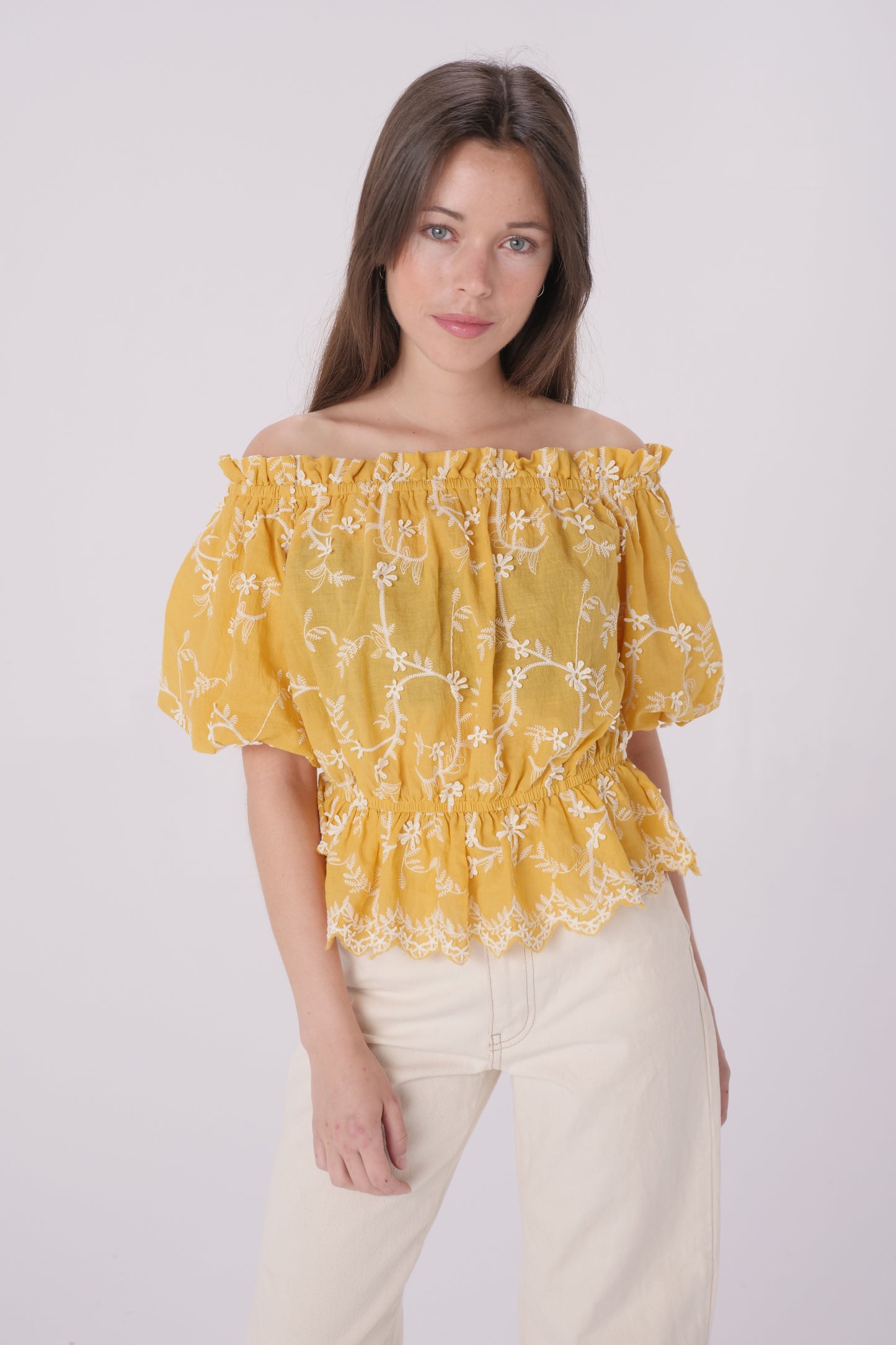 Mustard Floral Texture Top