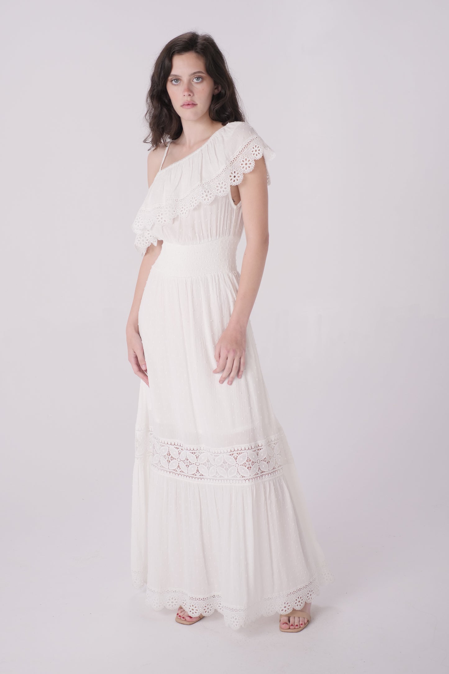 Ivory One Shoulder Maxi Dress