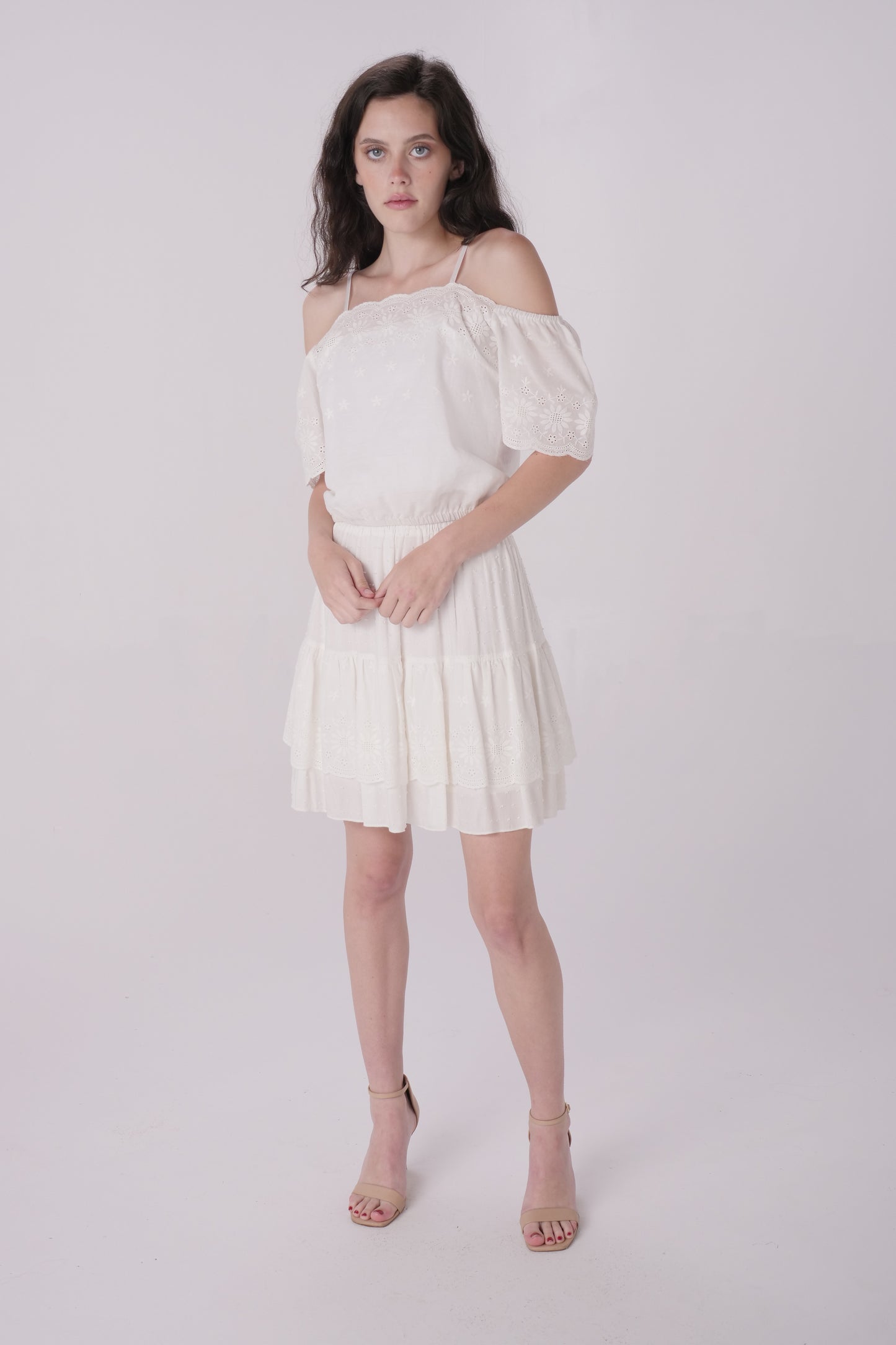 White Tiered Mini Skirt