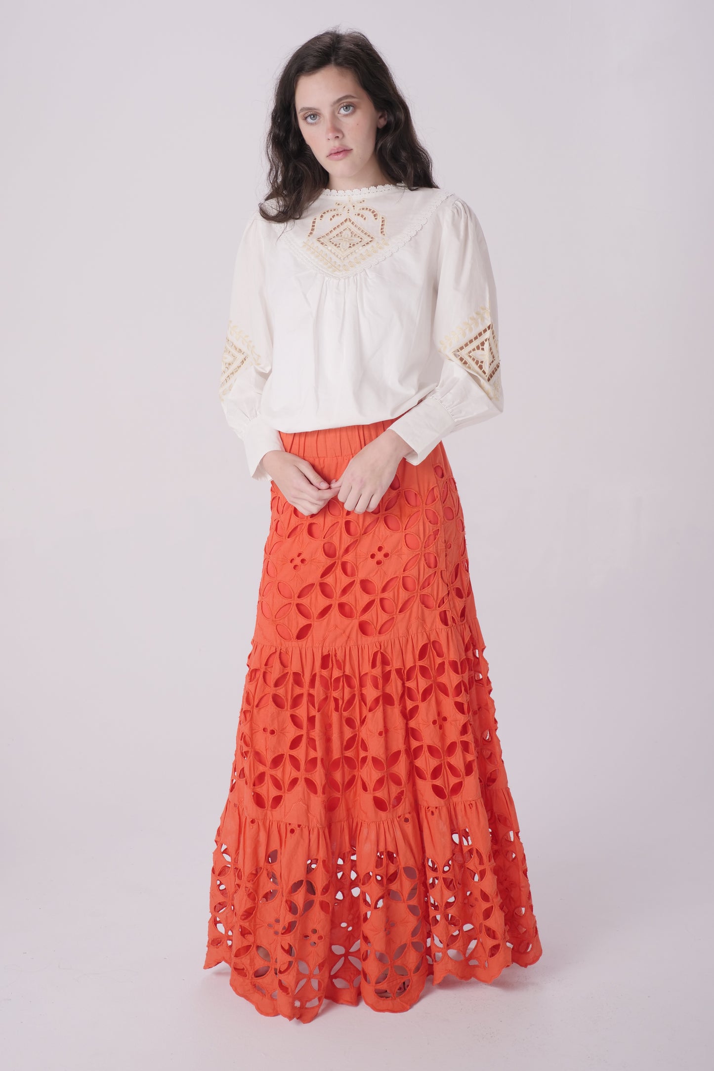 White Poplin Cutout Blouse