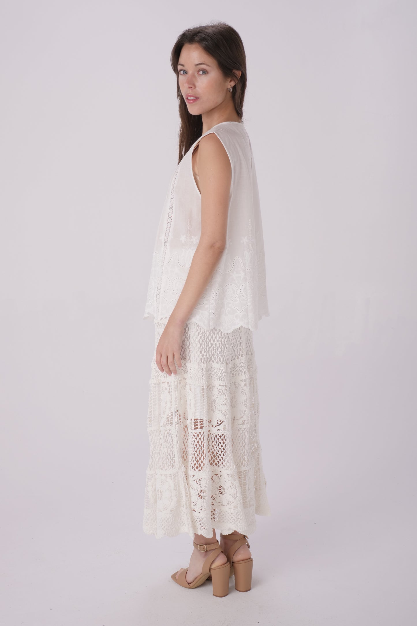 White Lace Crochet Skirt