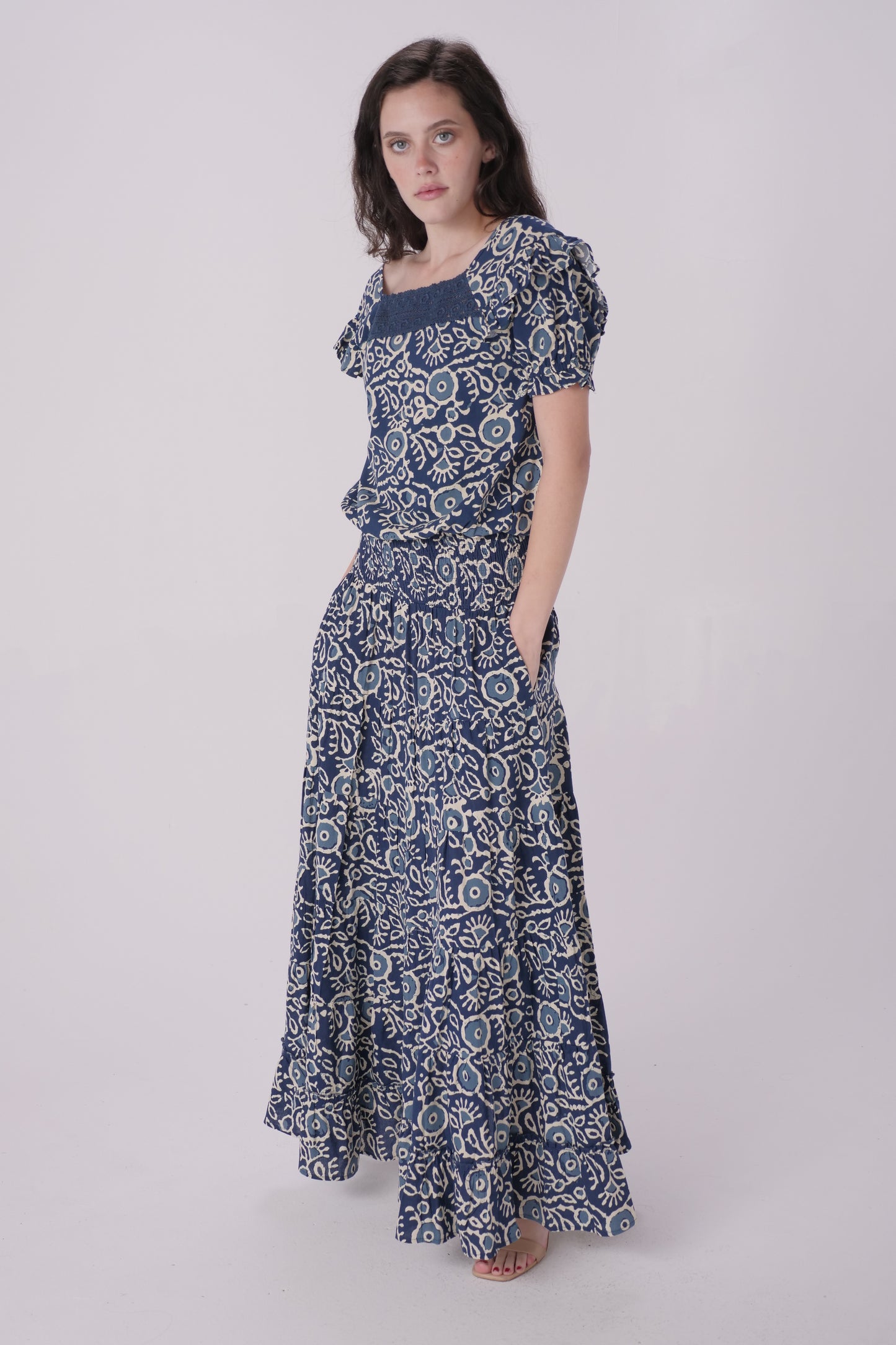 Navy Eyecat Printed Top