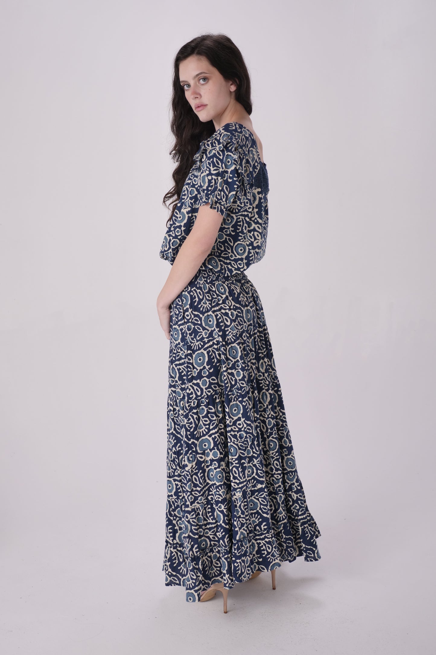 Navy Eyecat Printed Top