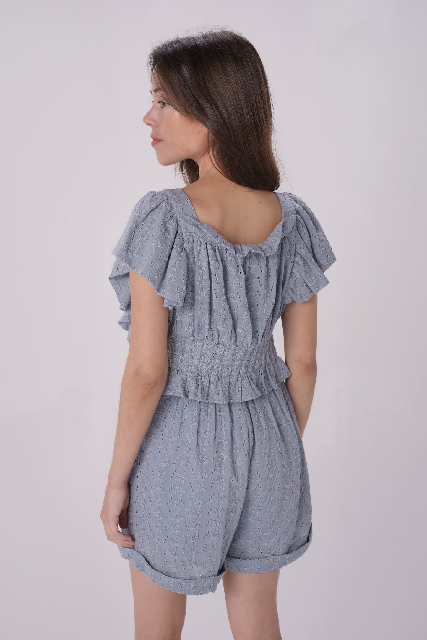 Soft Blue Pleated Short