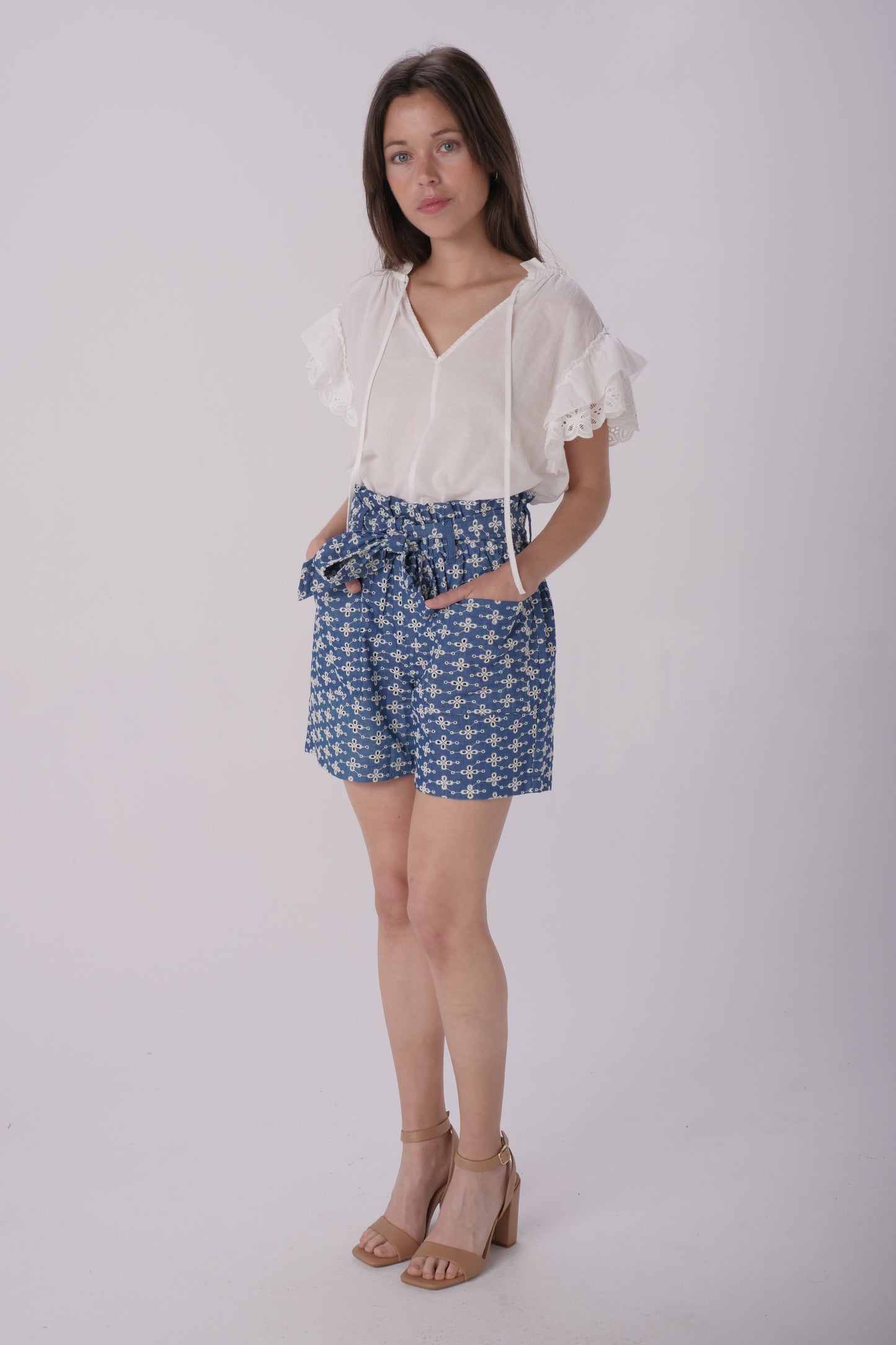 Denim Eyelet Short