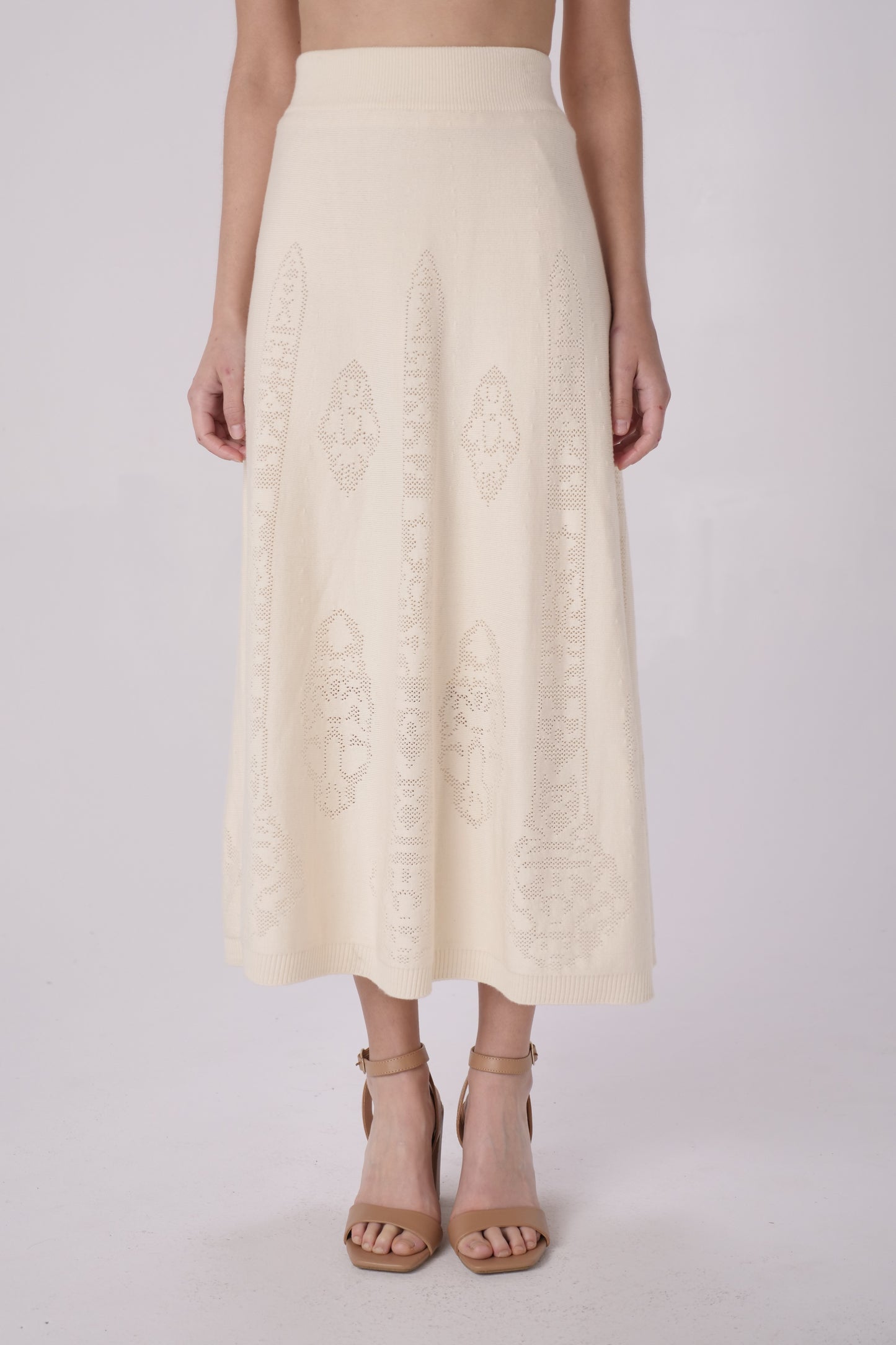 Beige Cutout Sweater Skirt