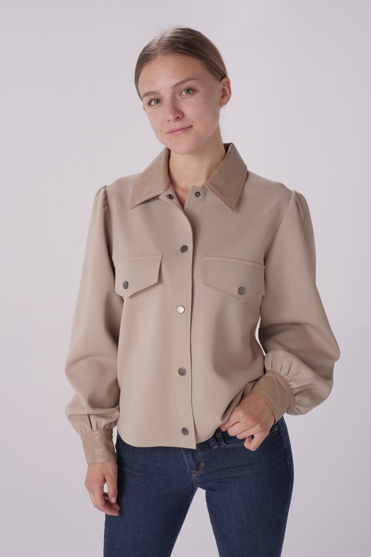 Taupe Scuba Shirt Jacket