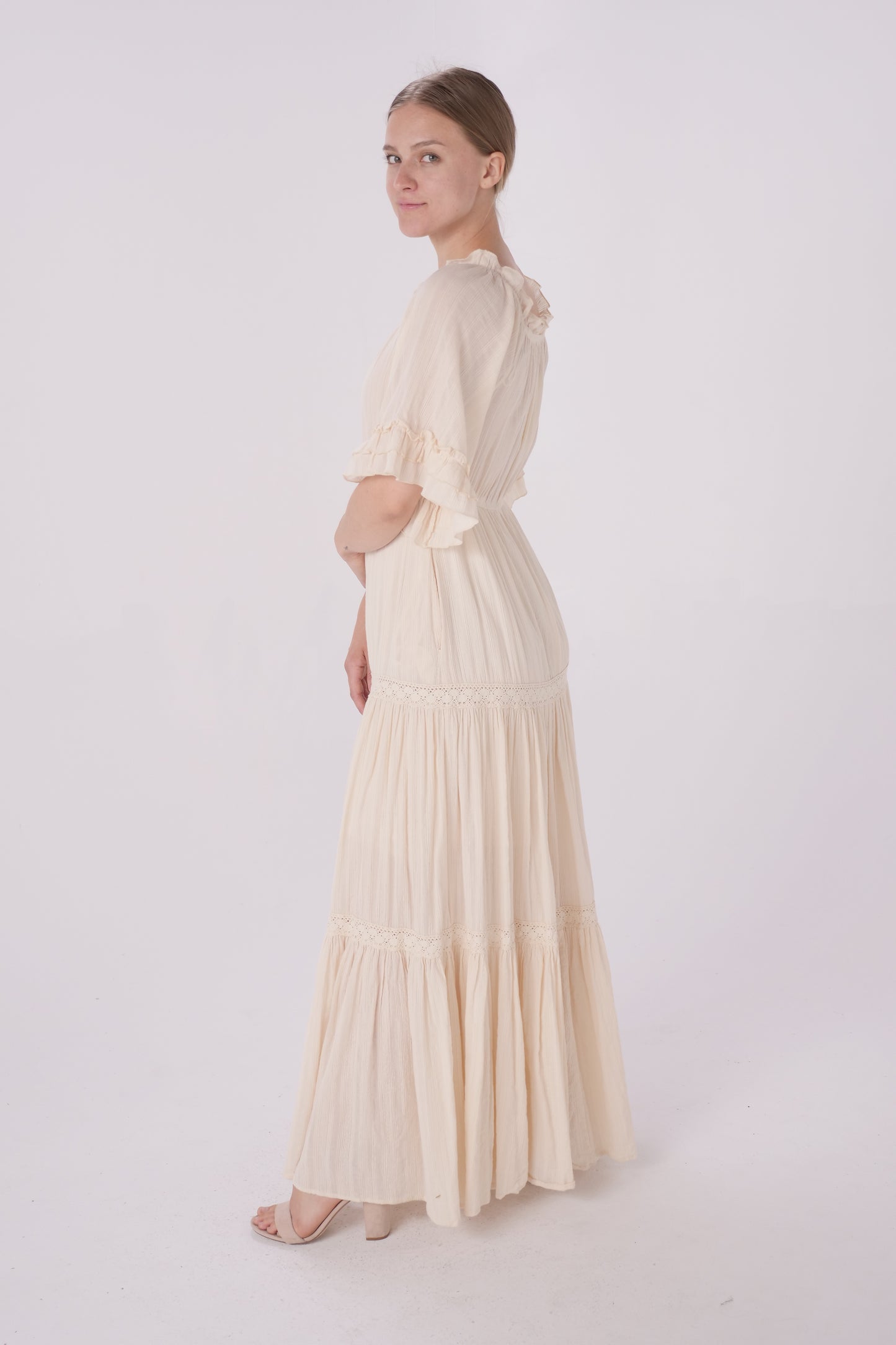 Butter Off Shoulder Crinkle Dress