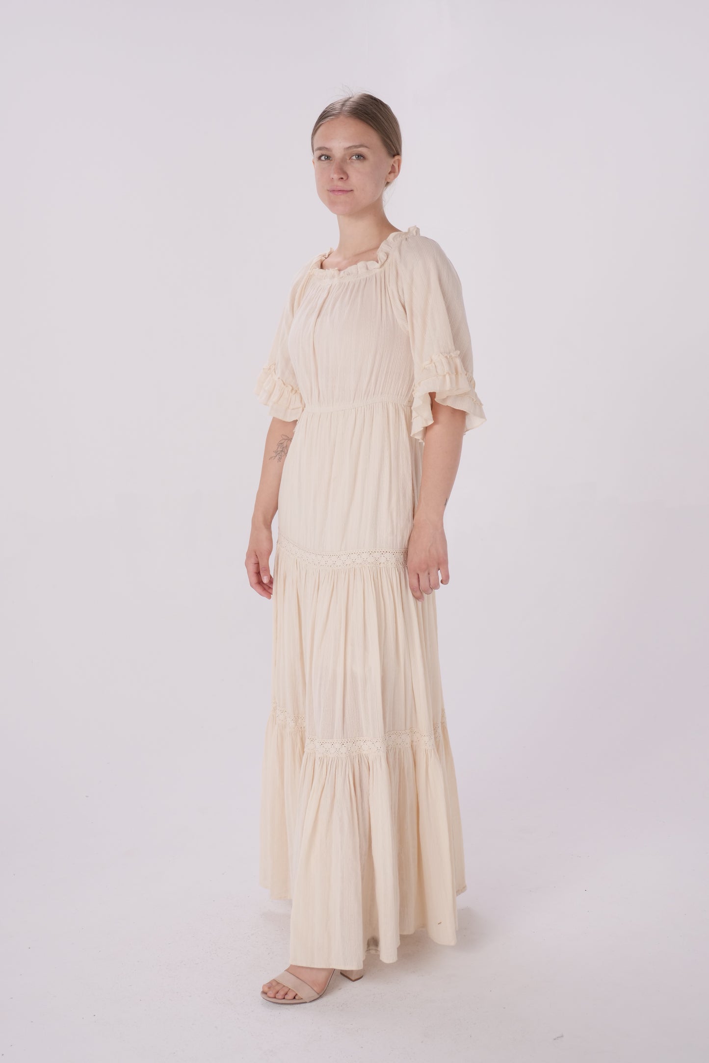 Butter Off Shoulder Crinkle Dress