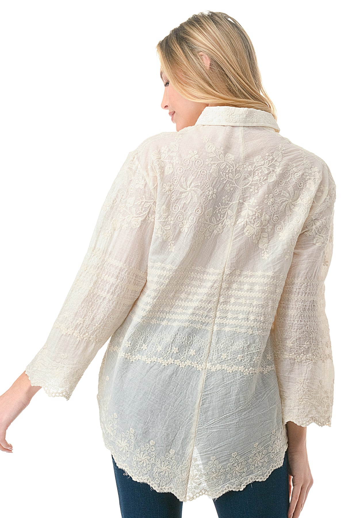 Tea Dye Embroidered Button Down