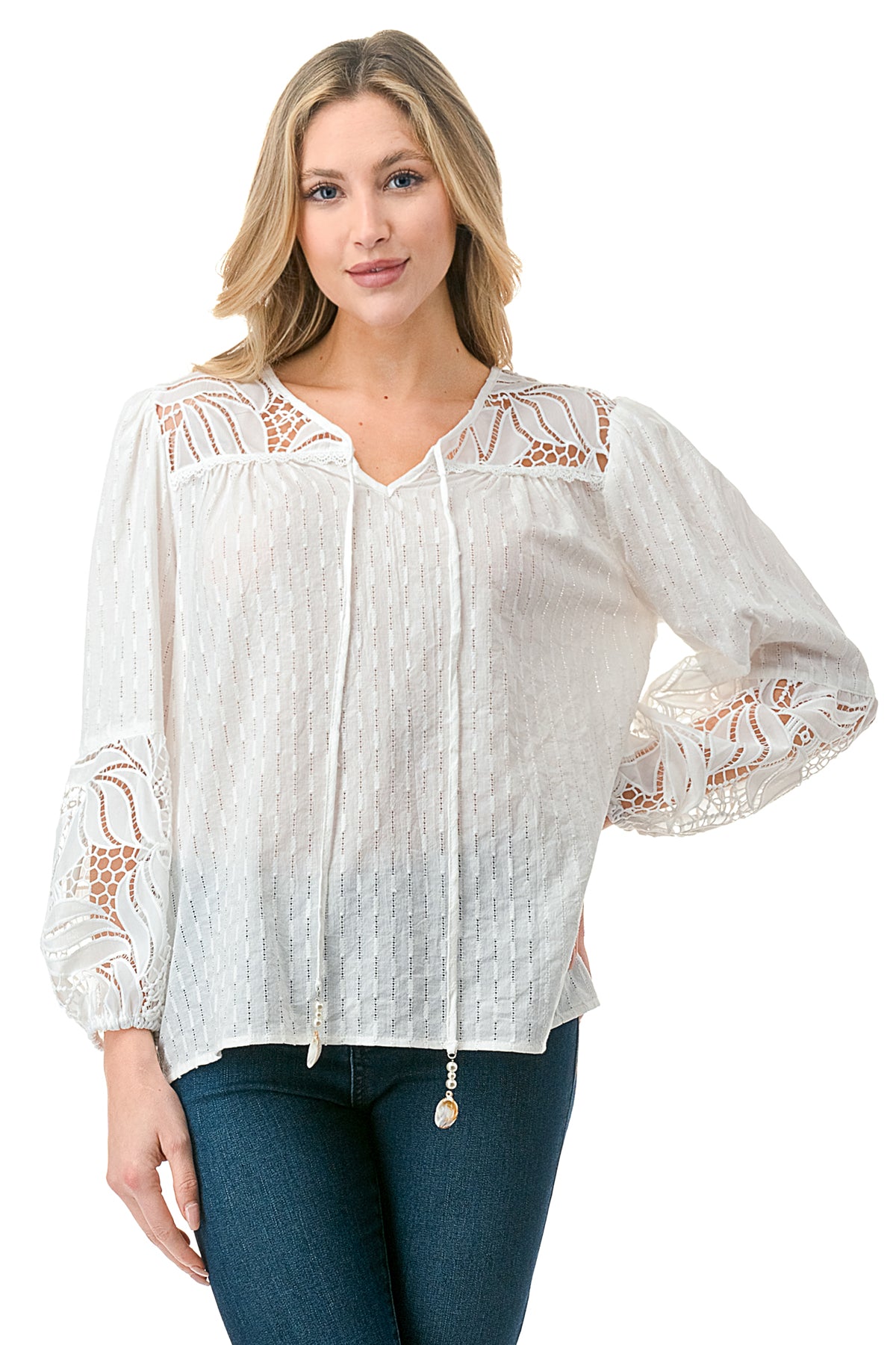 Ivory Lace Sleeve Blouse
