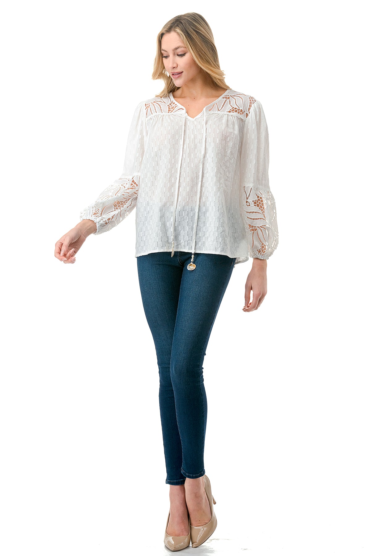 Ivory Lace Sleeve Blouse