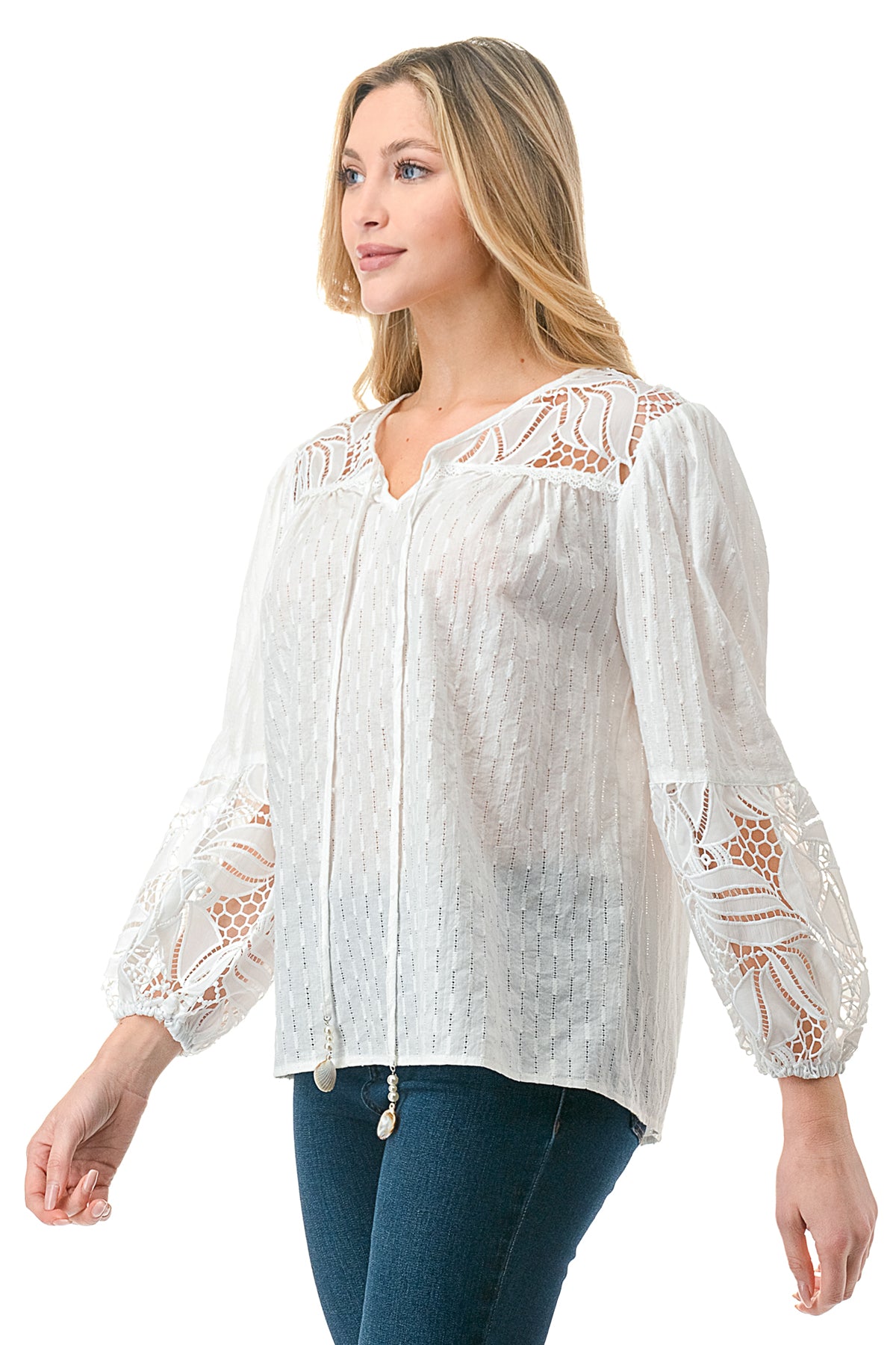 Ivory Lace Sleeve Blouse