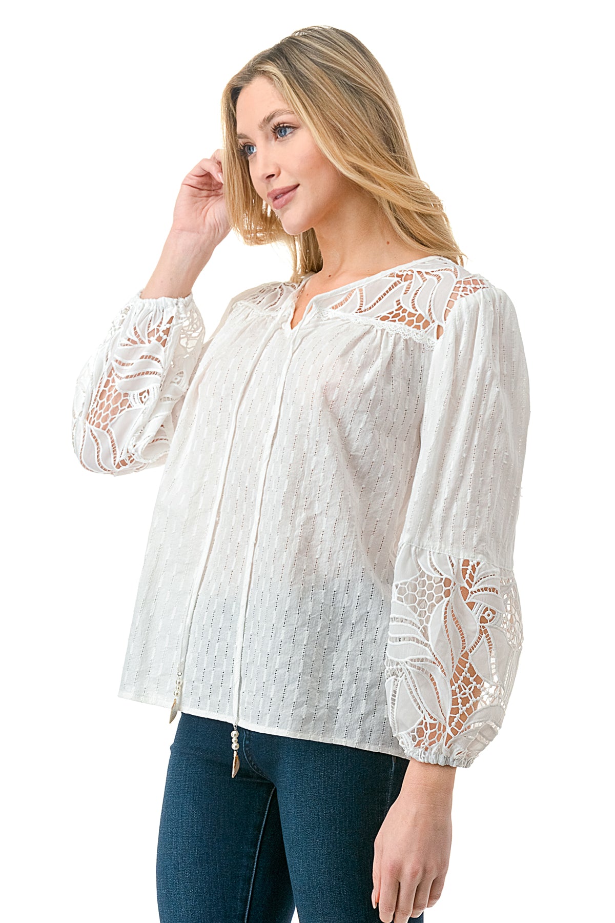 Ivory Lace Sleeve Blouse