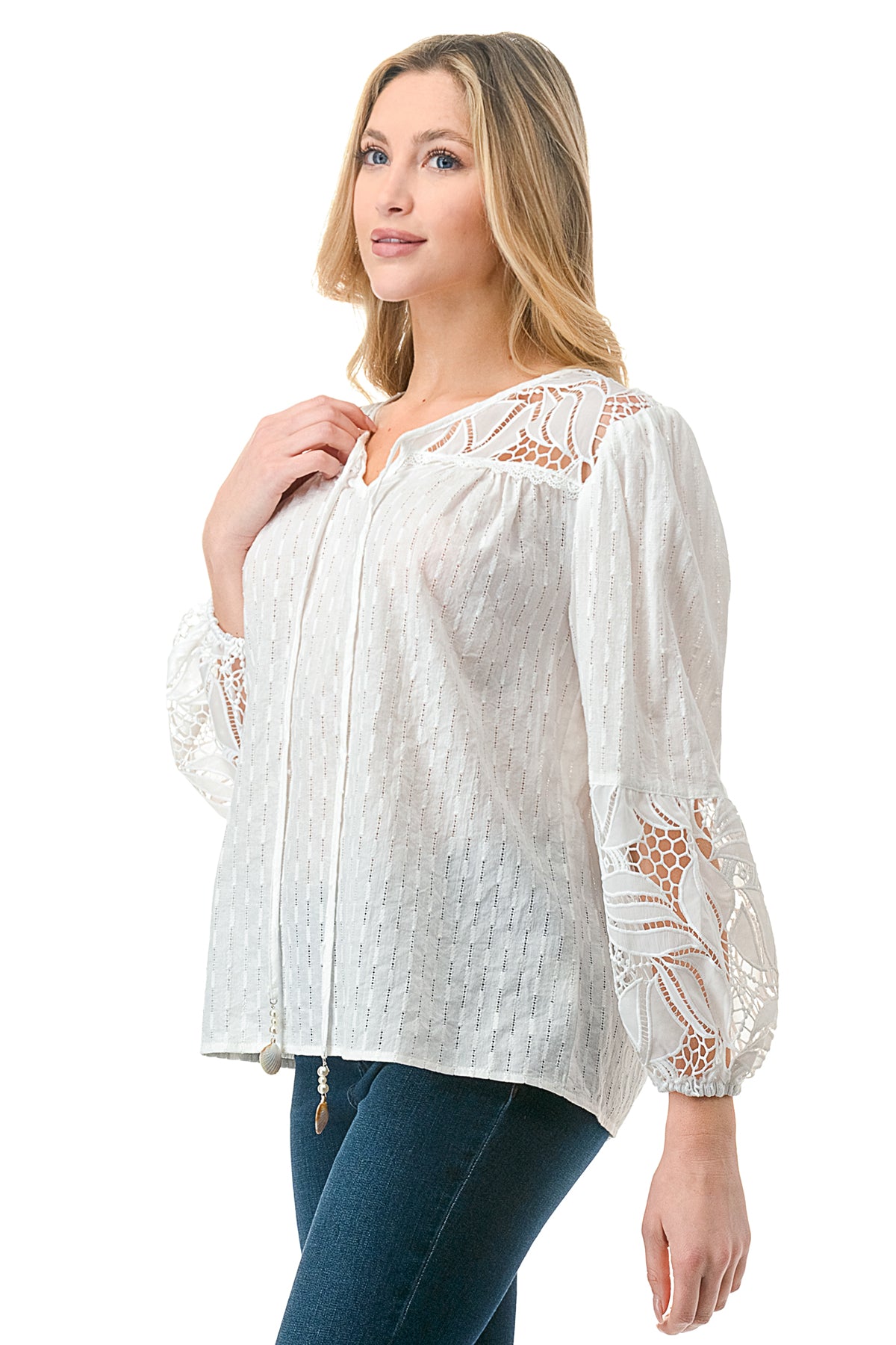 Ivory Lace Sleeve Blouse