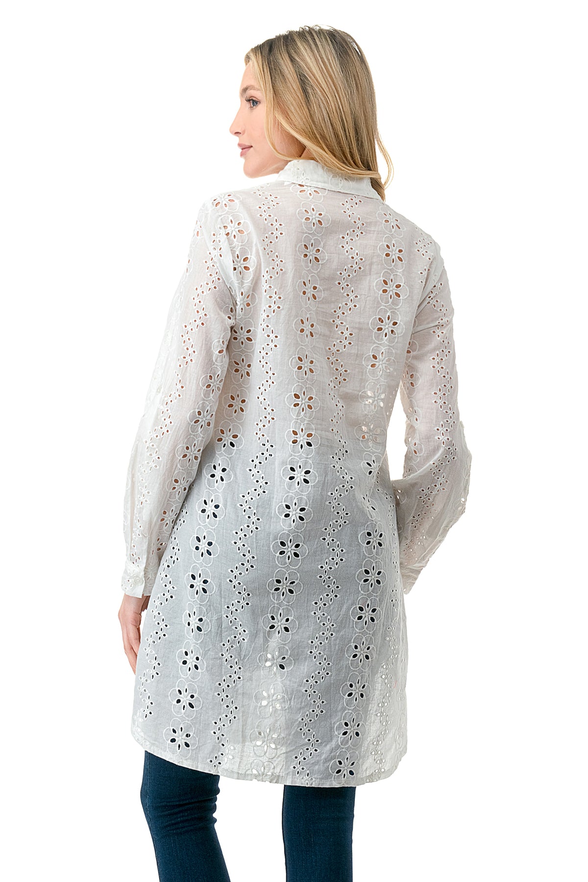 Ivory Eyelet Button Down Shirt