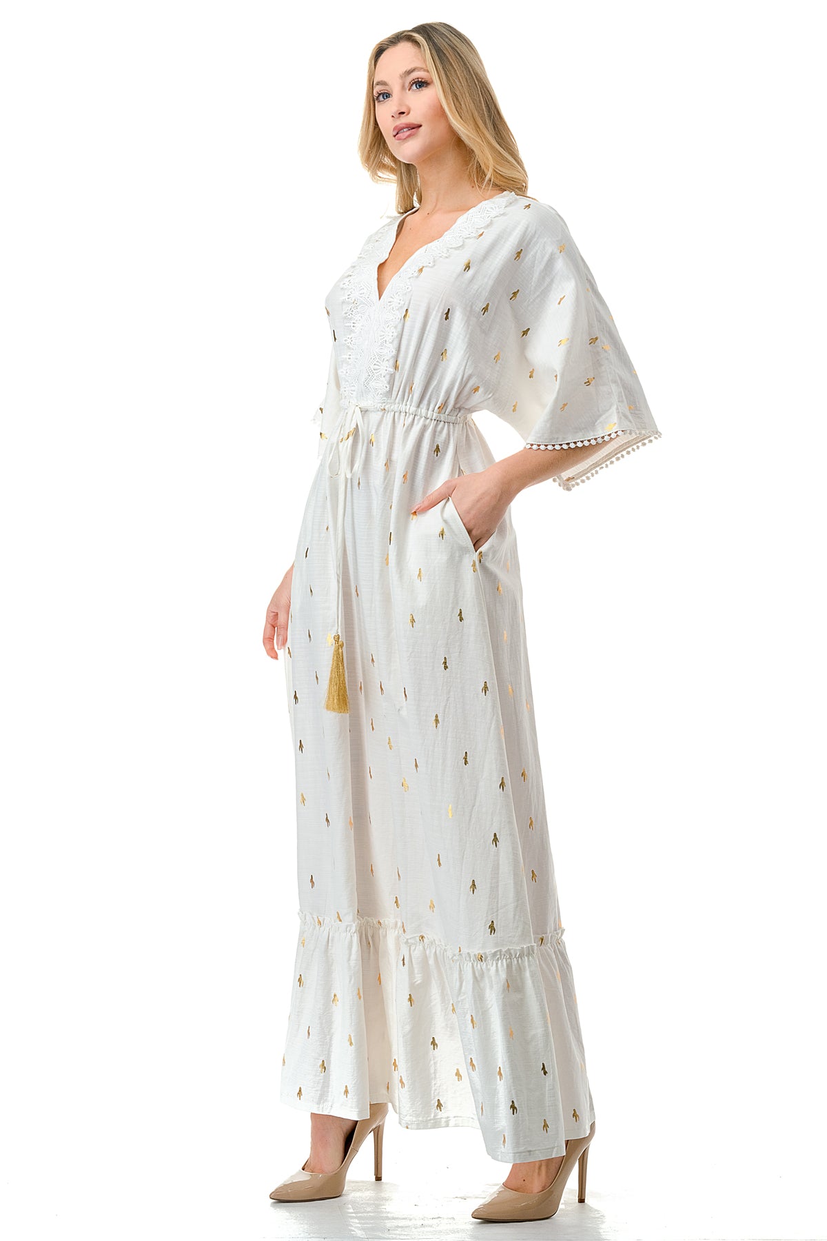 gold and white maxi dress Solid Gold Maxi Dress - White Beach Dress