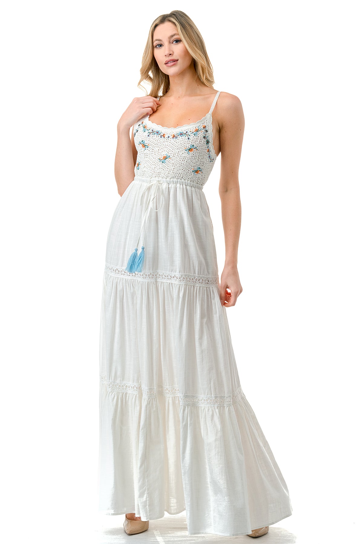 Ivory/Multi Crochet Top Maxi Dress Ivory/Multi Crochet Top Maxi Dress
