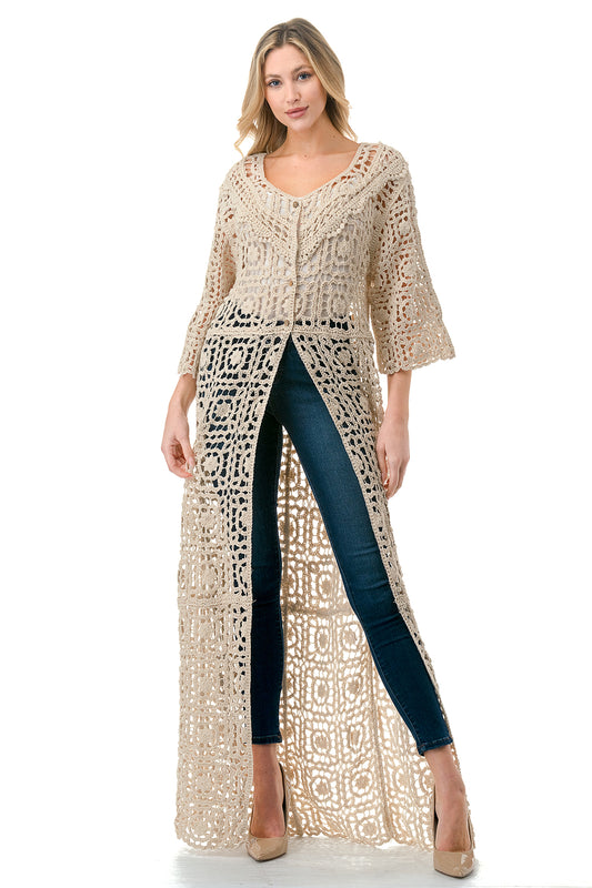 Natural Lace Crochet Maxi Topper